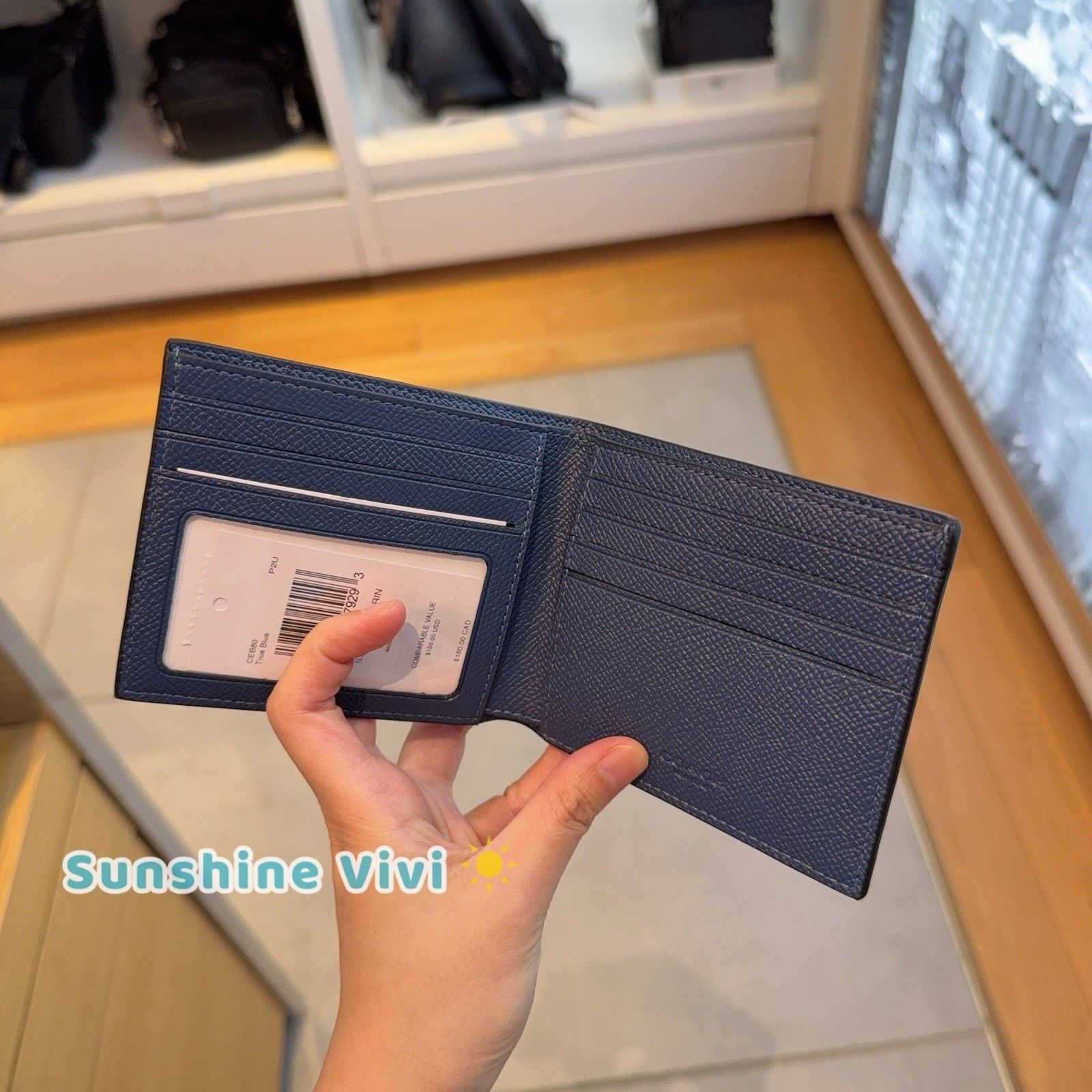 Coach NWT Coach Men Id Billfold Wallet CEB80 leather True Blue Size ONE SIZE - 4 Thumbnail