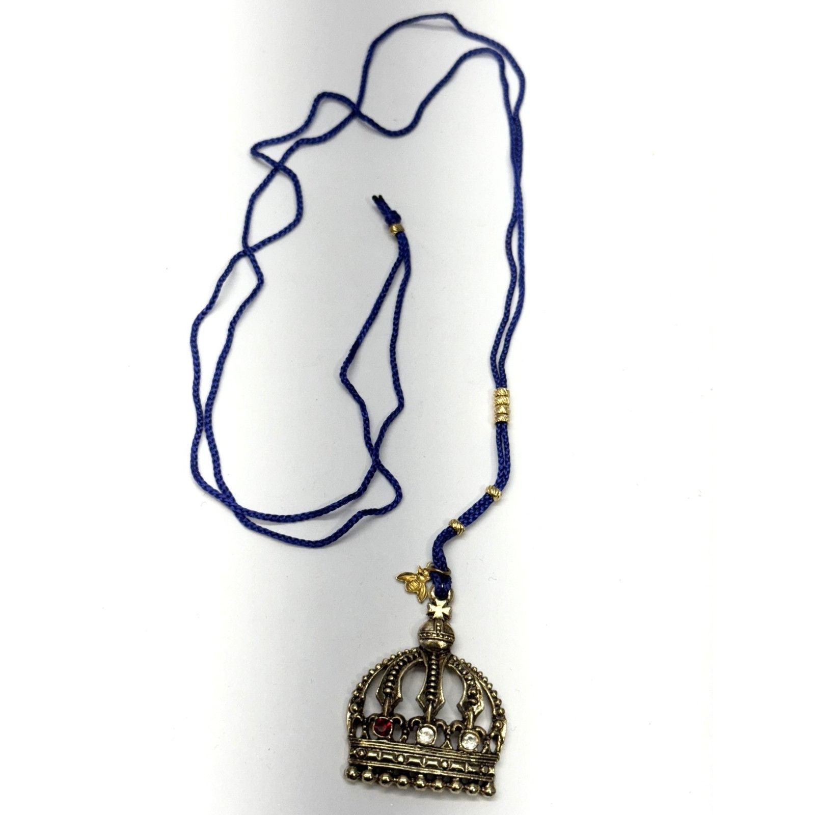 Vintage Vintage rhinestone crown blue pendant necklace Size ONE SIZE - 1 Thumbnail