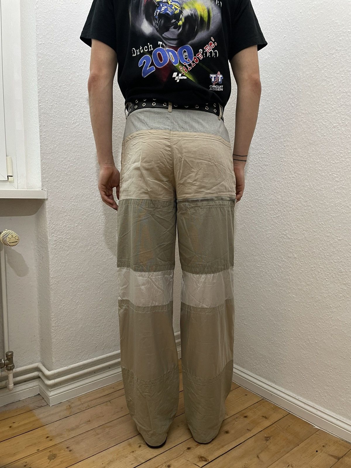 image of Dirk Bikkembergs Ss04 Paneled Military Pants in Beige, Men's (Size 32)