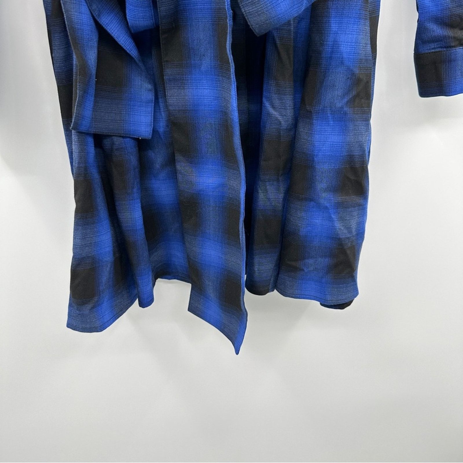 Maje Maje Rulyl Blue & Black Plaid Checkered Tie Front Dress Size L / US 10 / IT 46 - 4 Thumbnail