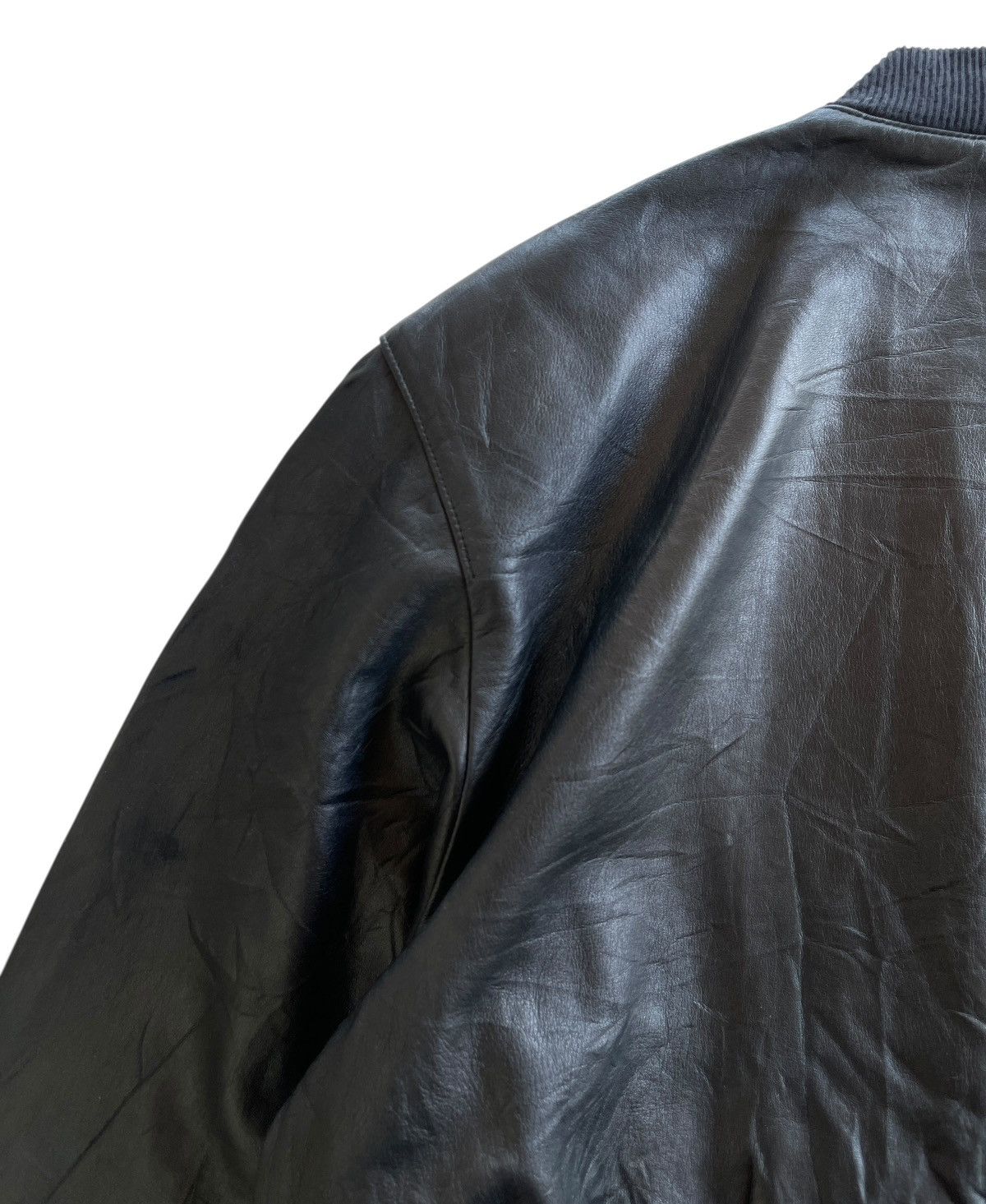 agnes b. Agnes.B Black Leather Bomber Jacket Size US L / EU 52-54 / 3 - 9 Thumbnail