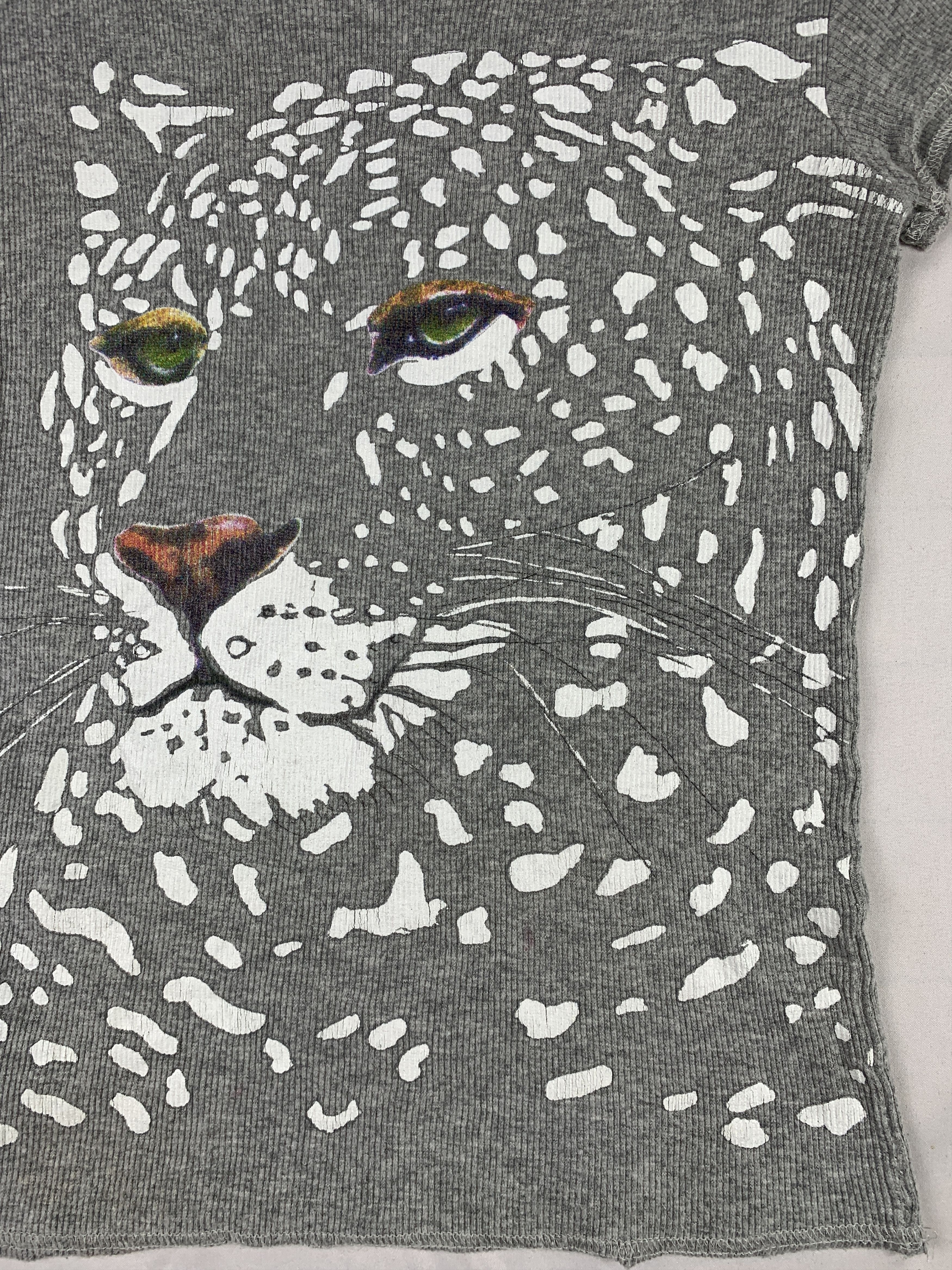 Krizia Krizia Maglia Gray Leopard Graphic Fitted Tee (S) Size S / US 4 / IT 40 - 5 Thumbnail