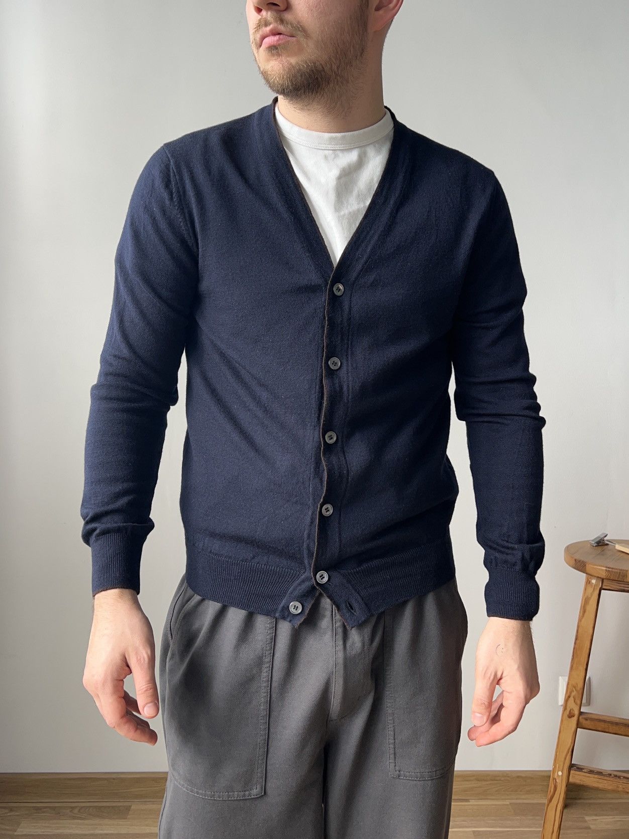 Gran Sasso Gran Sasso Men’s Virgin Wool Navy Blue Cardigan s 48 Italy Size US M / EU 48-50 / 2 - 2 Thumbnail