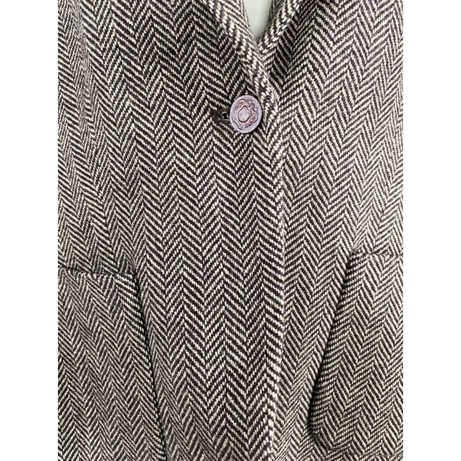 Nautica Nautica Wool Blend Herringbone Brown Single Button Blazer Jacket Womens 10 Size L / US 10 / IT 46 - 4 Thumbnail