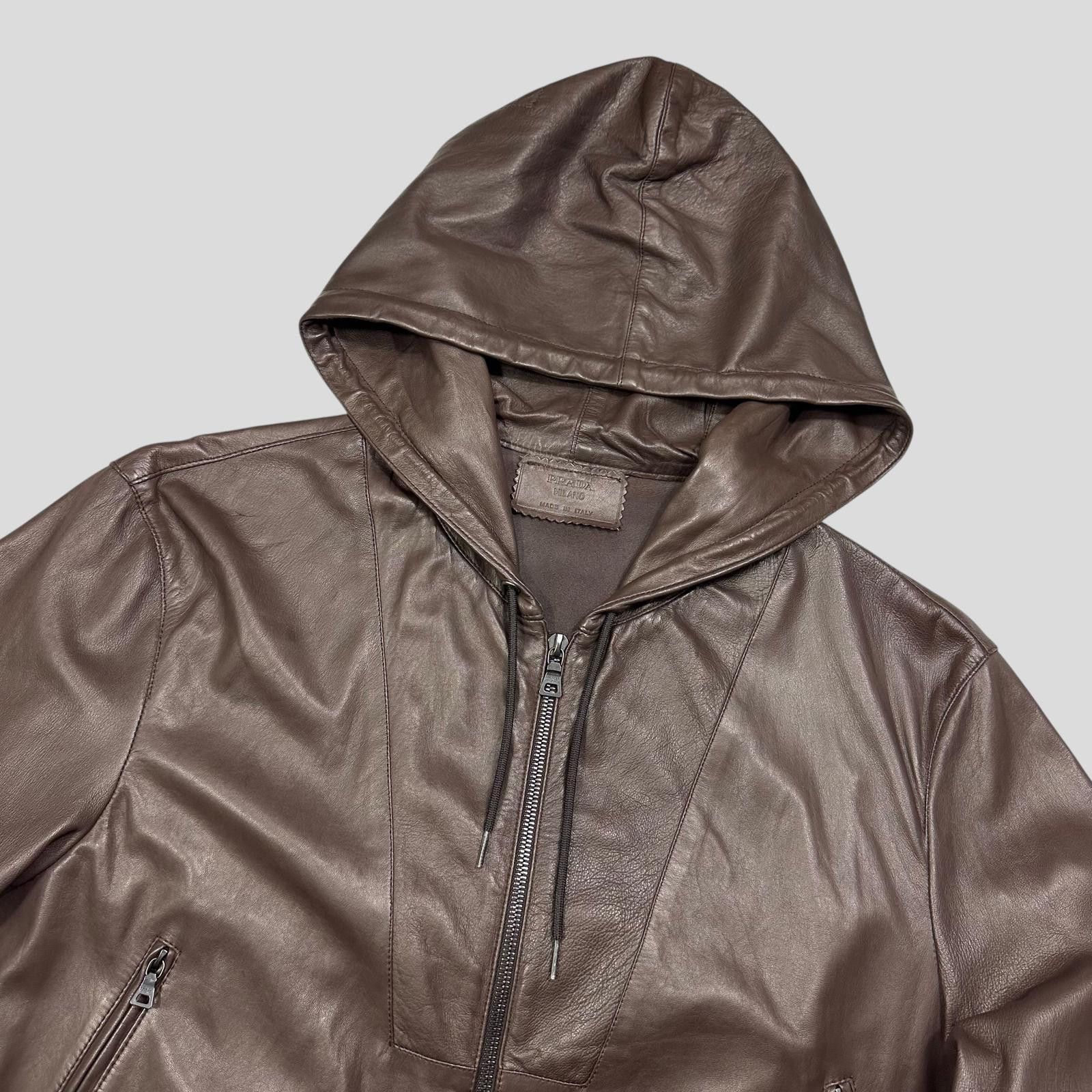 Prada Prada Milano 00’s Nappa Leather Stash Pocket Hooded Jacket L Size US L / EU 52-54 / 3 - 4 Thumbnail