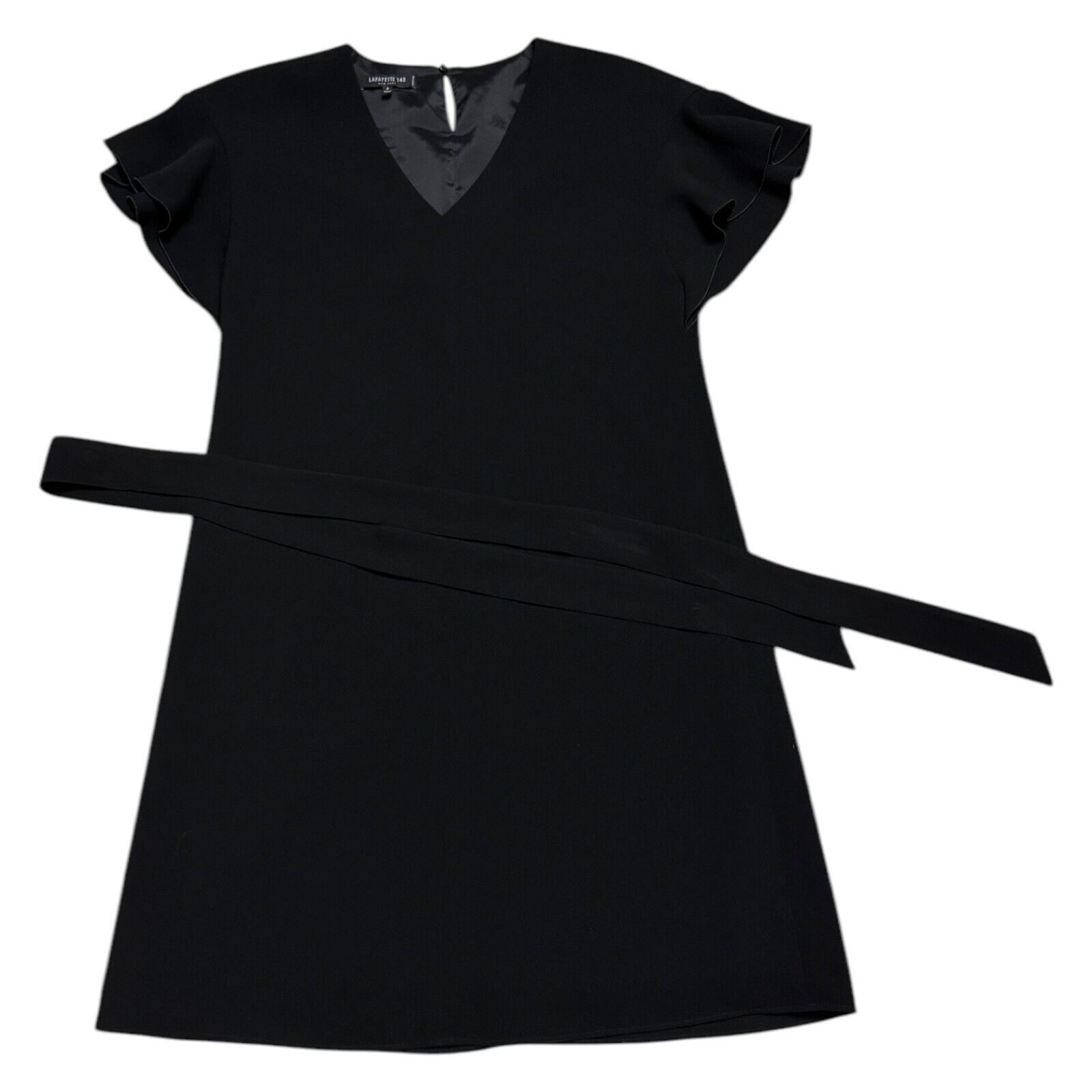 Lafayette 148 Lafayette 148 Luxury Designer V-Neck Ruffle Mini Dress Small Size S / US 4 / IT 40 - 3 Thumbnail