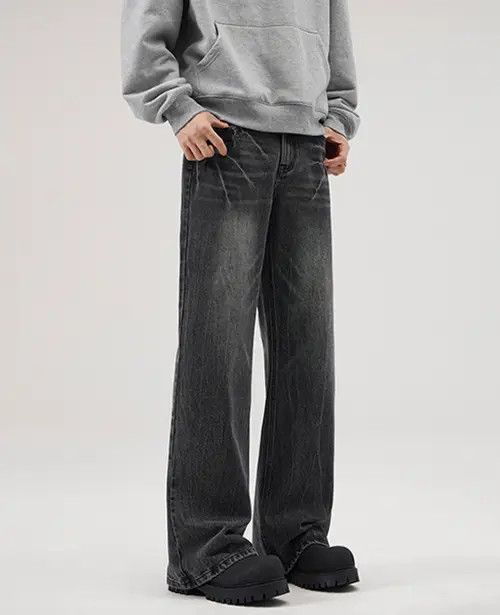Japanese Brand × Jean Pants Lightning pattern cleanfit wide-leg flared jeans Size US 34 / EU 50 - 2 Thumbnail