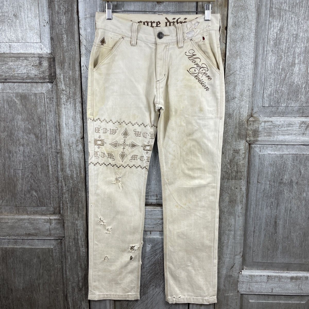 Hysteric Glamour × Japanese Brand Vintage Distressed M.C.D Embroidery Punk Style Size US 31 - 1 Thumbnail