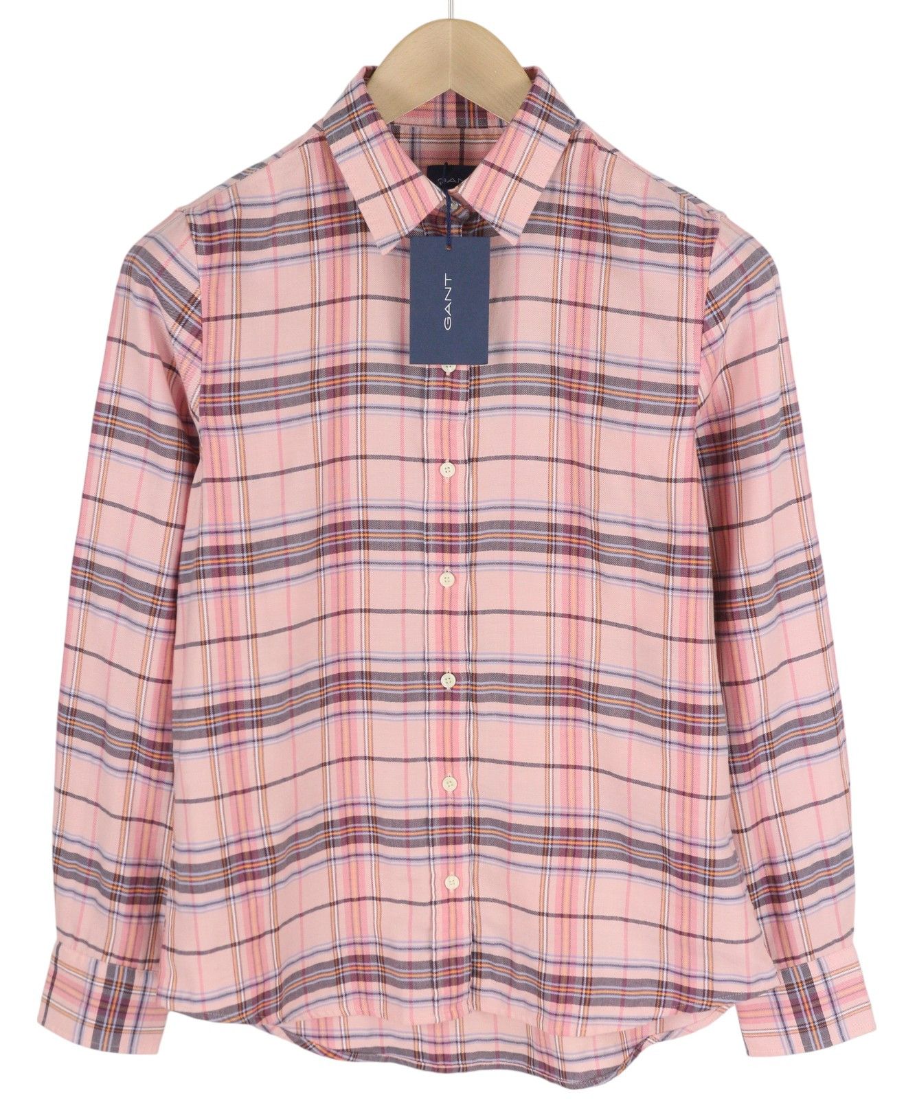 Gant CHECK TWILL EU34 Flannel Button-Up Pink Shirt 84987 Size XS / US 0-2 / IT 36-38 - 1 Thumbnail