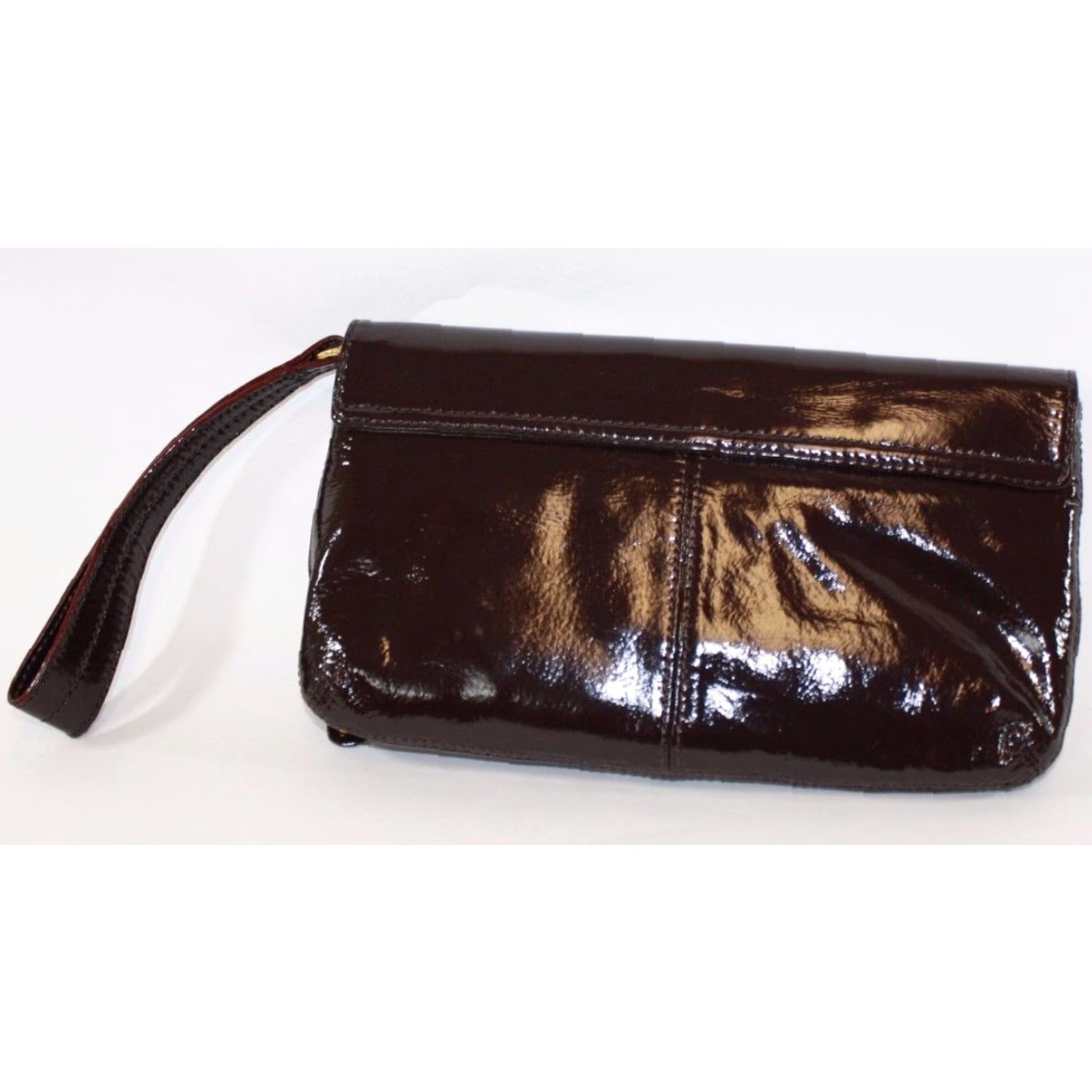 MZ Wallace MZ Wallace Eve Clutch Bag Crocodile Patent Leather 10"x6" Brown chocolate MZW196L59L59 Handbag Zipper Clutch Womens Size ONE SIZE - 4 Thumbnail