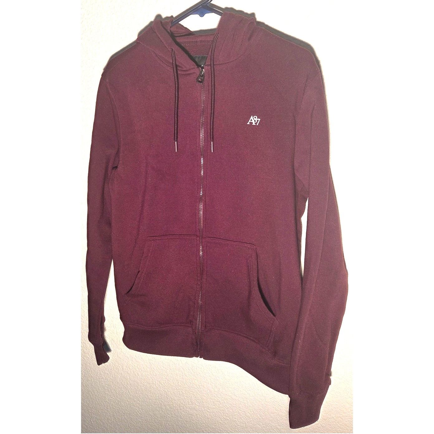 Aeropostale Comfy Aeropostale Men's Burgundy Zip-Up Hoodie - Size M Size US M / EU 48-50 / 2 - 3 Thumbnail
