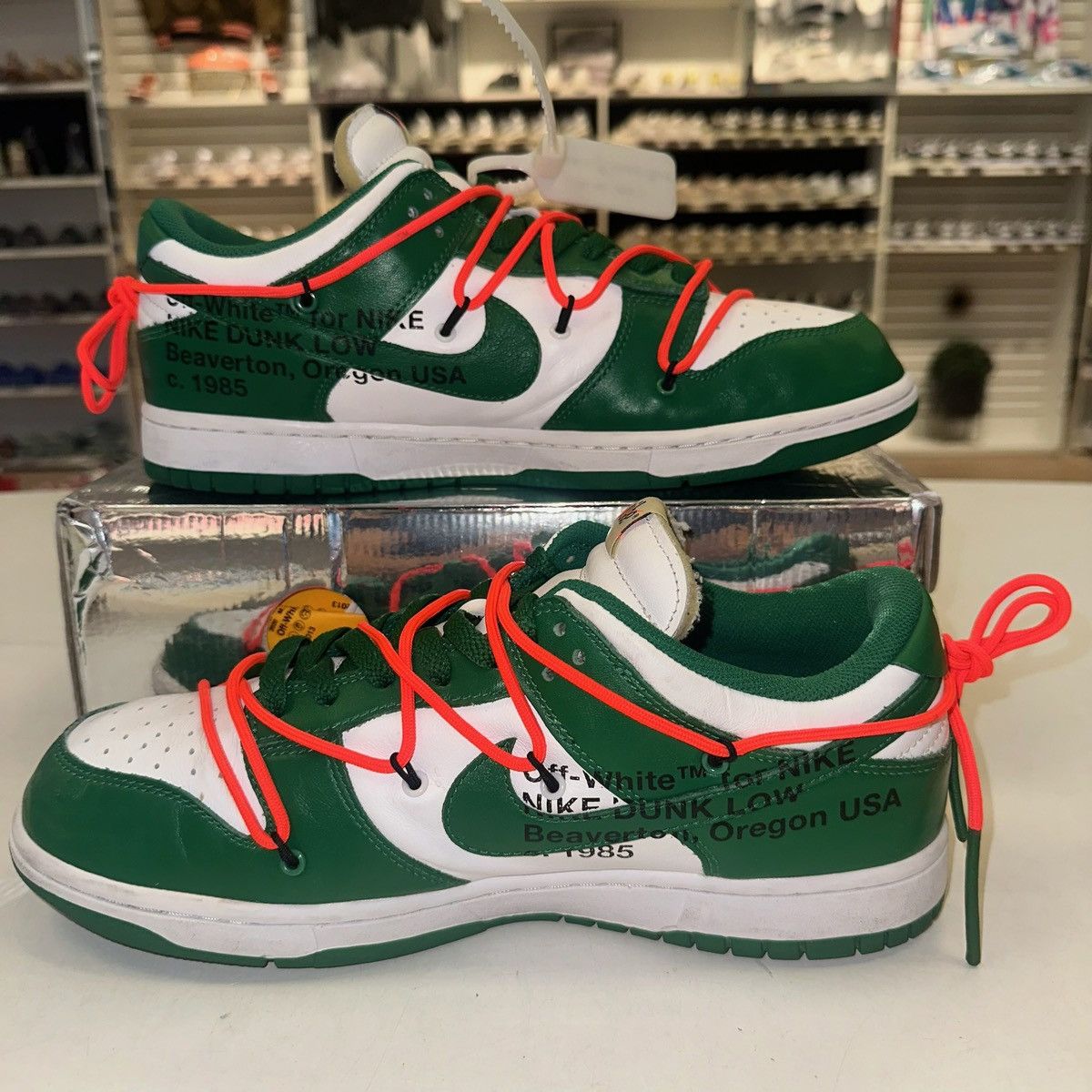 Nike × Off-White × Virgil Abloh Size 11.5 - Nike Dunk Low OFF-WHITE Pine Green 2019 Size US 11.5 / EU 44-45 - 2 Thumbnail