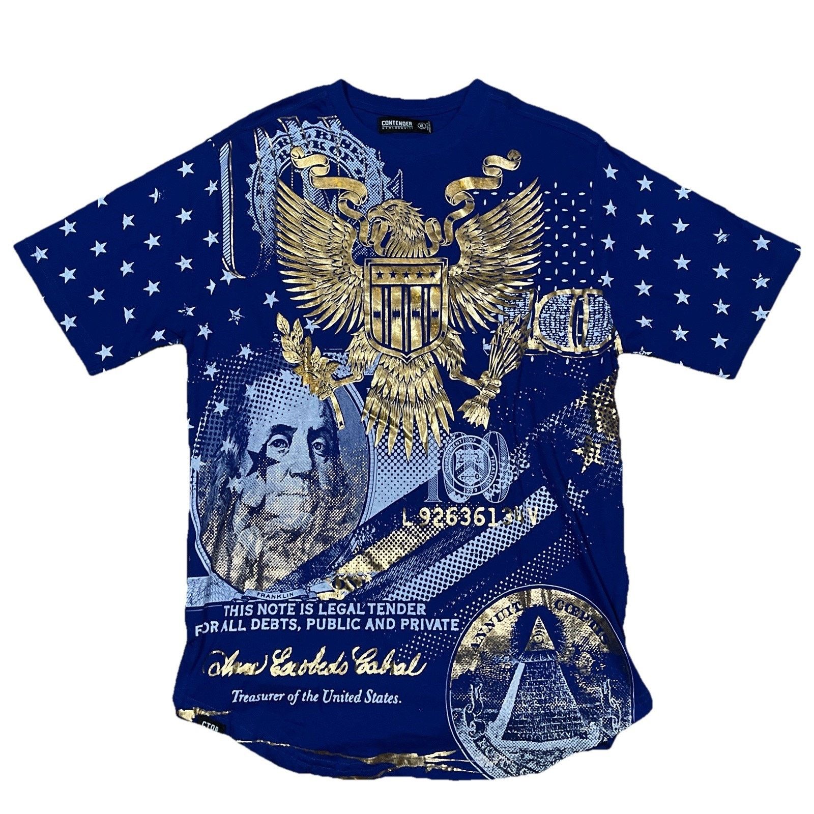 Other Contender XL Blue Gold Money Graphic Tee Slim Fit Eagle Size US XL / EU 56 / 4 - 1 Thumbnail
