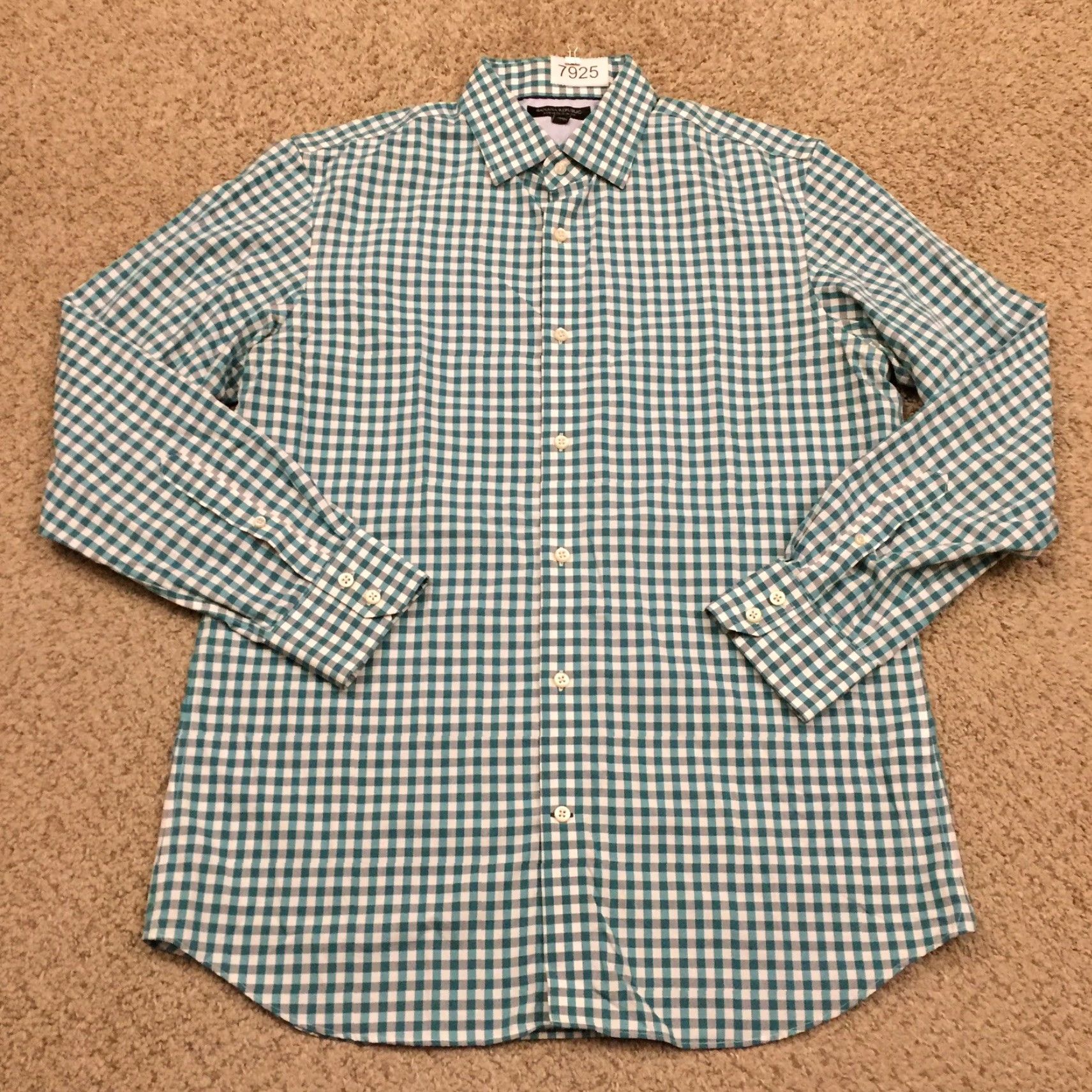 Banana Republic Banana Republic Shirt Mens Large Slim Blue Check Long Sleeve Button Up Cotton Size US L / EU 52-54 / 3 - 2 Thumbnail