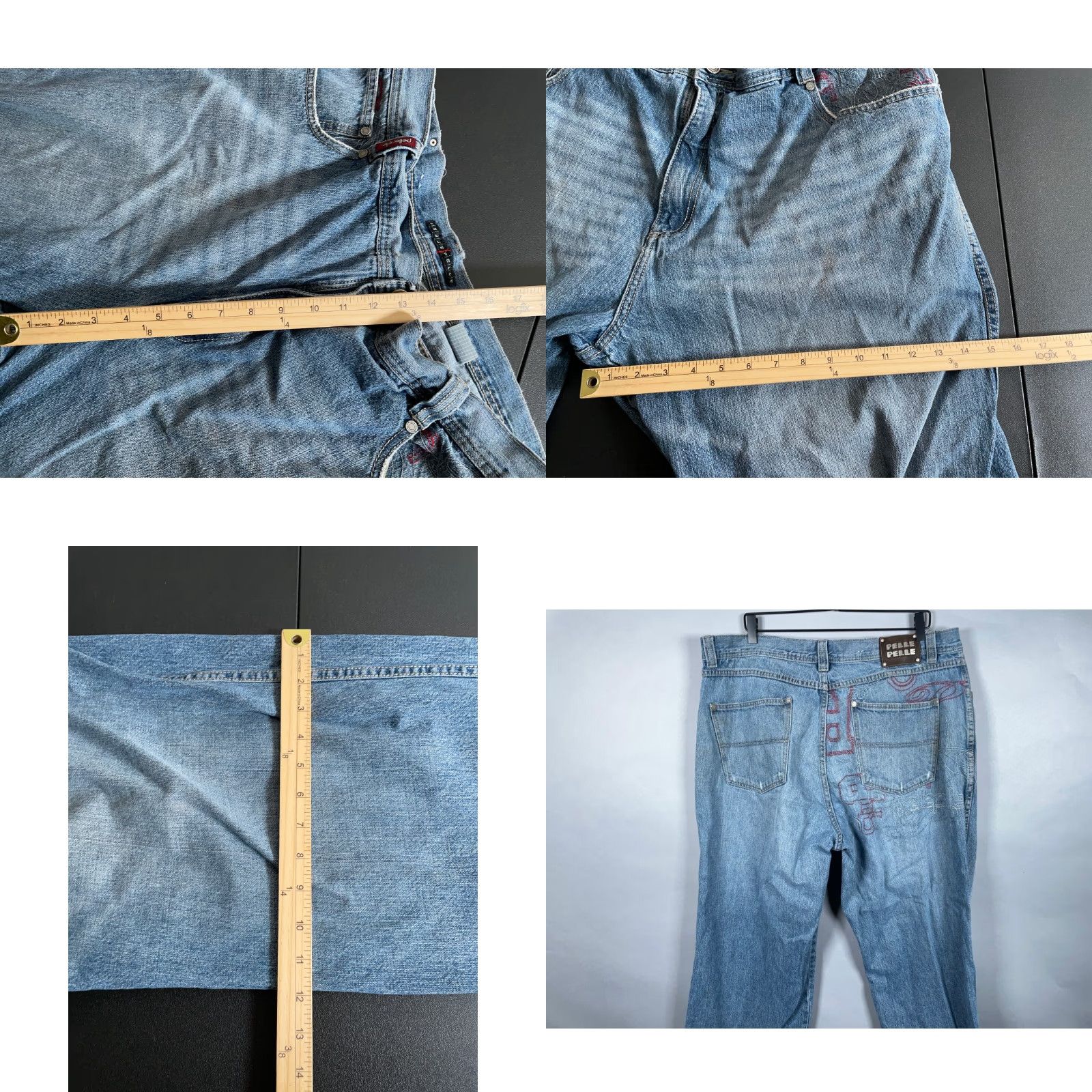 Pelle Pelle VINTAGE Pelle Pelle Jeans Men's 42 x 31 Baggy Fit Blue Embroidered 90s Hip Hop Denim Straight Baggy 5-Pocket Mens Size US 42 / EU 58 - 8 Thumbnail