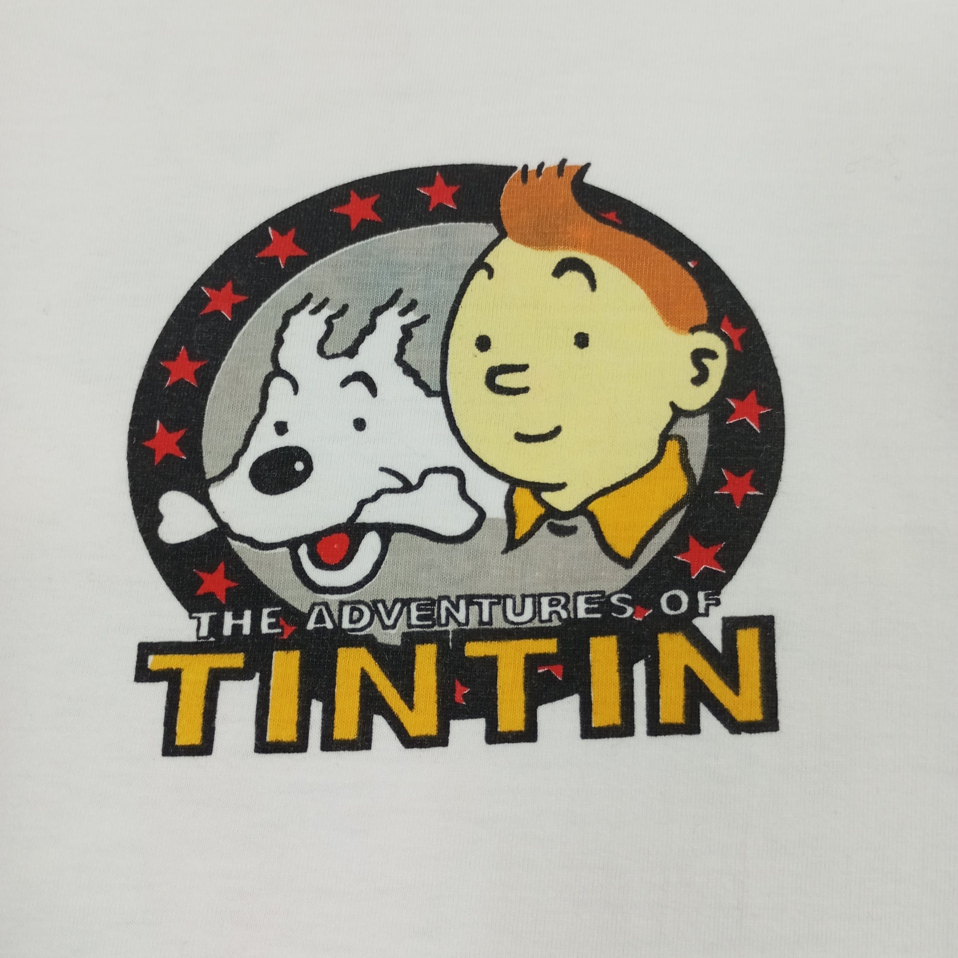 Vintage The Adventures Of Tintin Cartoon Backprint Design Tshirt Size US L / EU 52-54 / 3 - 4 Thumbnail