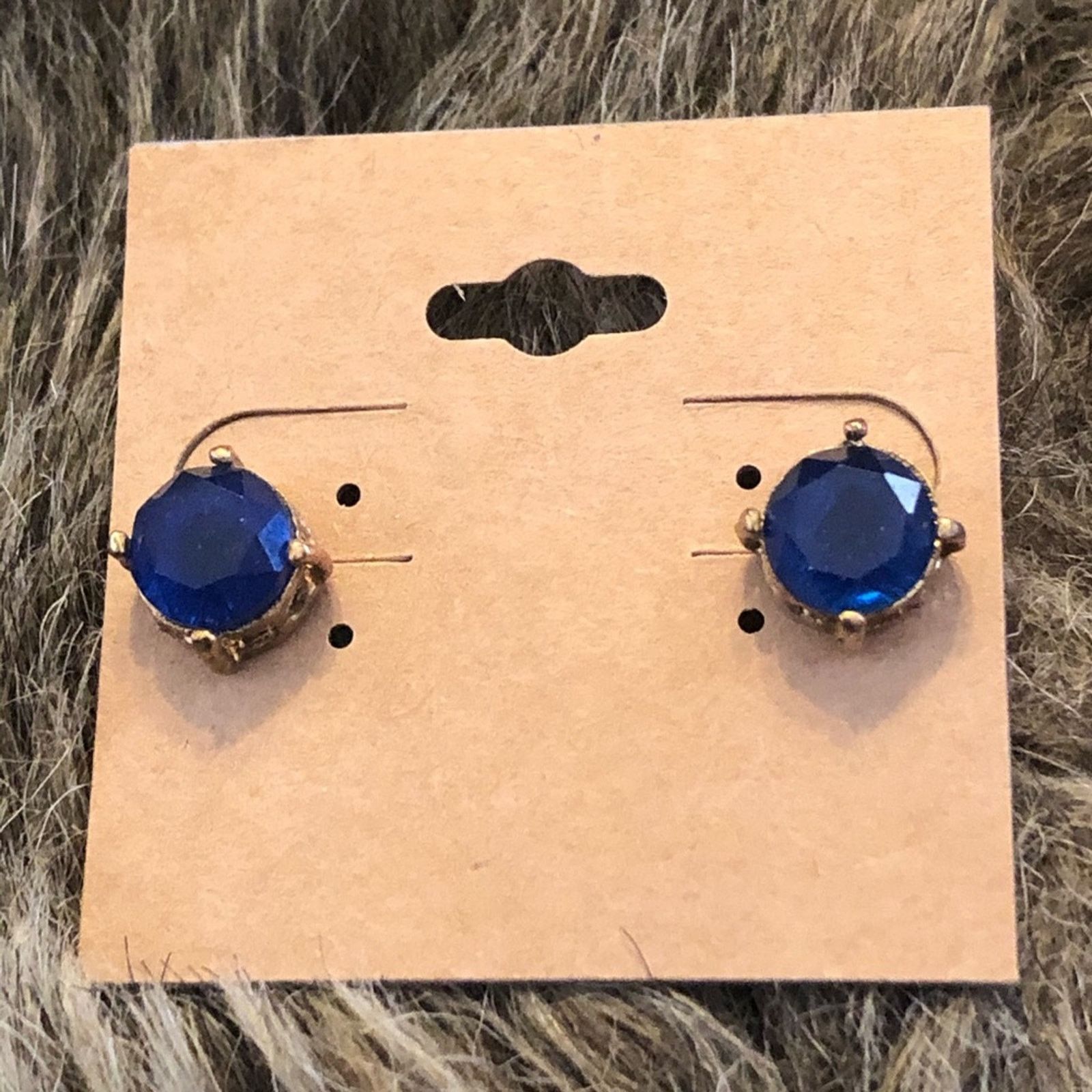 Vintage Vintage faceted simulated sapphire stud earrings Size ONE SIZE - 3 Thumbnail