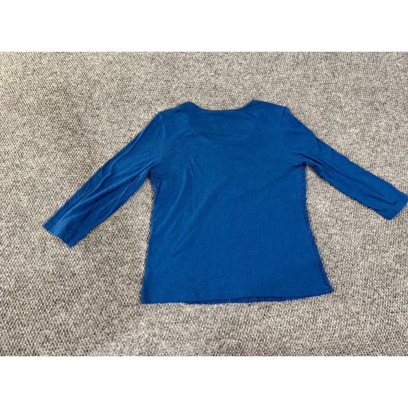 Vintage Chico's Blouse Shirt Womens 0 Blue Textured Long Sleeve Round Neck Pullover Casual Stretch Size XS / US 0-2 / IT 36-38 - 6 Thumbnail