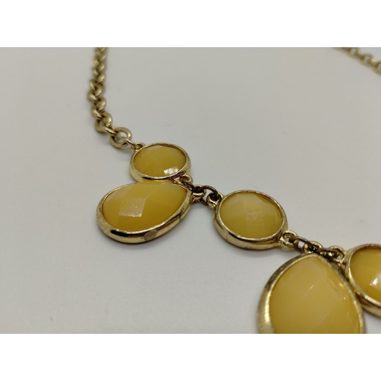 Vintage Gold and Yellow Bib Statement Necklace Teardrop - 11" Size ONE SIZE - 4 Thumbnail