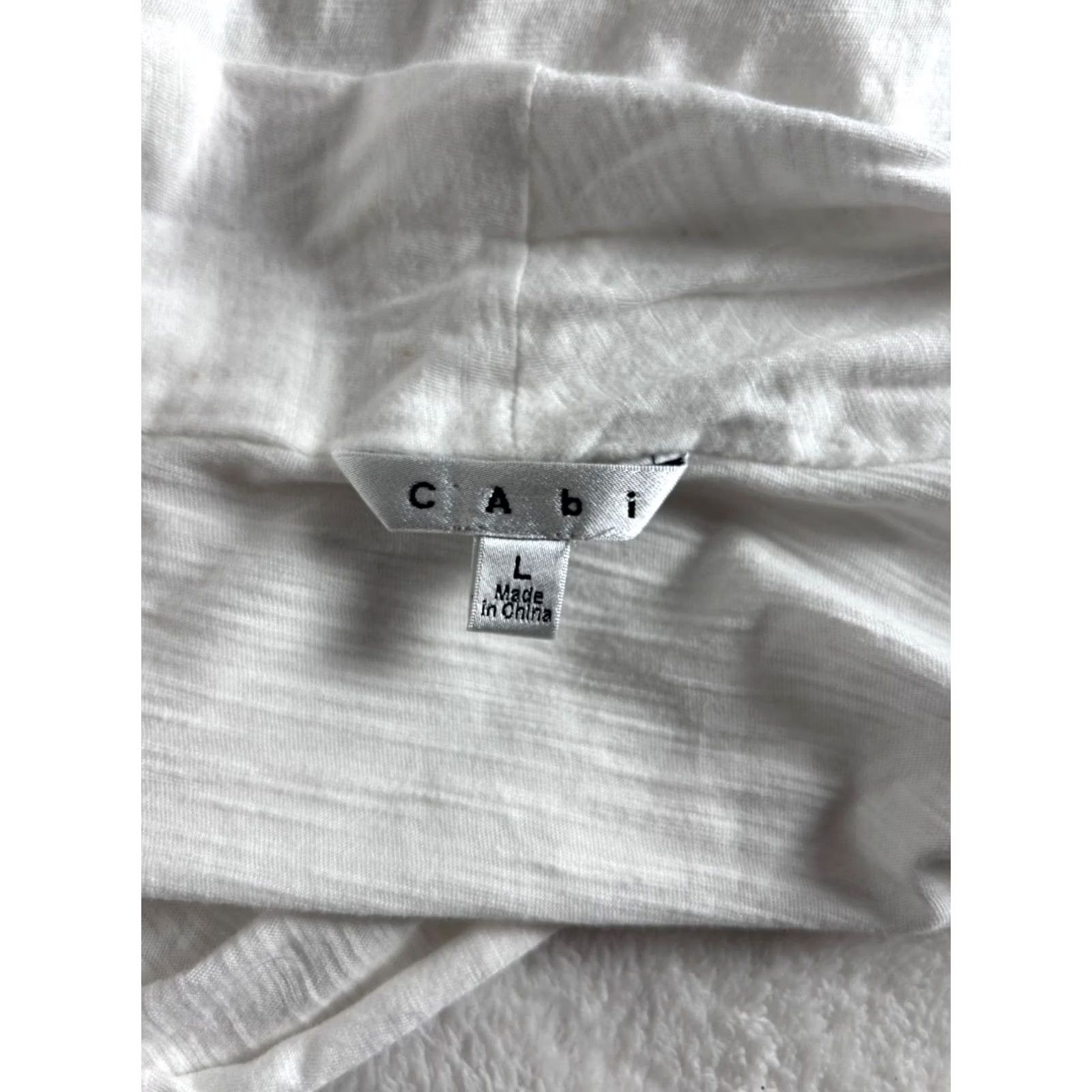Vintage Cabi Womens White Long Sleeve Blouse Large Lightweight 100% Cotton Faux Wrap Top Size L / US 10 / IT 46 - 4 Thumbnail