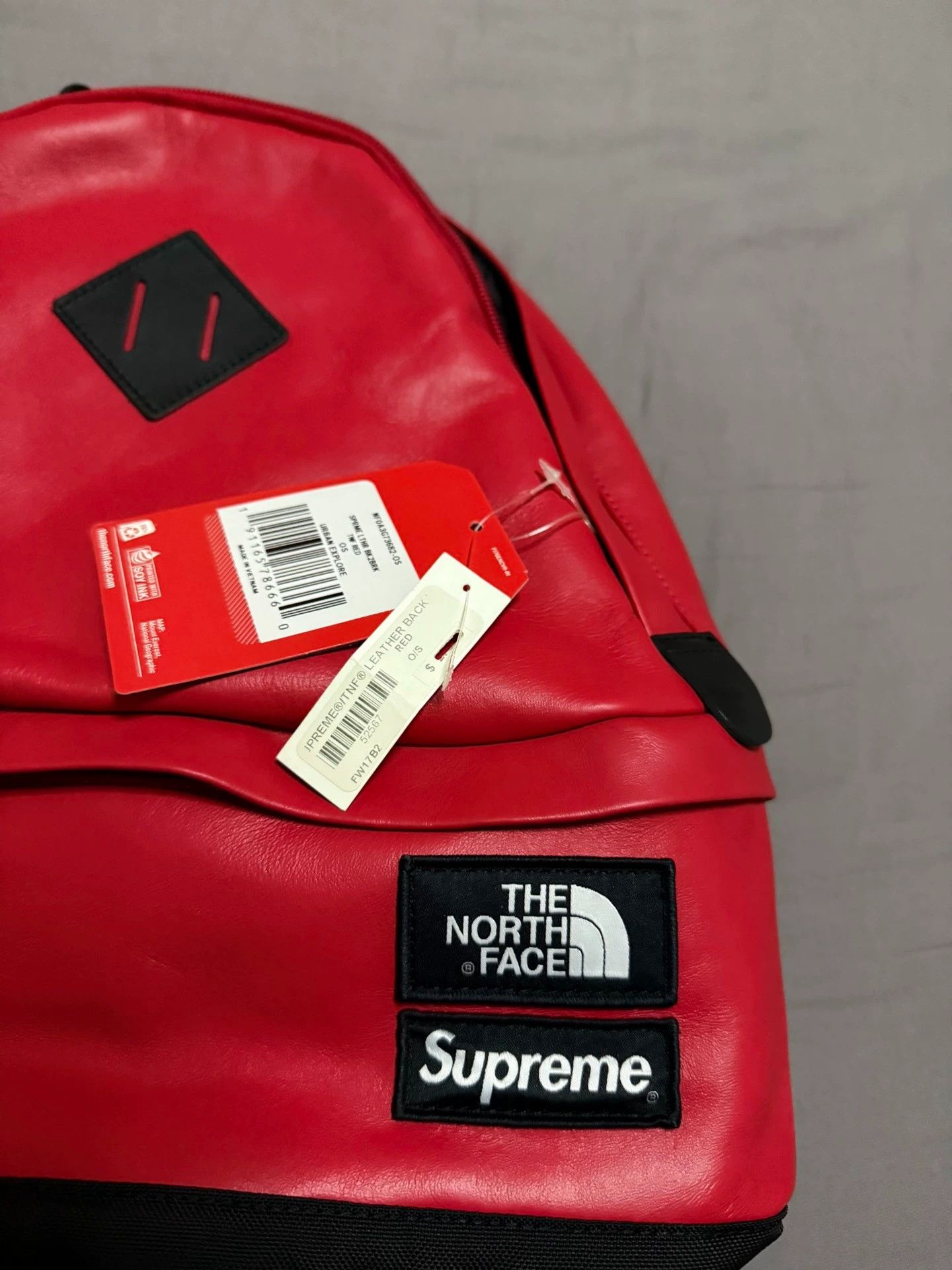Supreme Supreme TNF Red Leather Backpack Size ONE SIZE - 3 Thumbnail