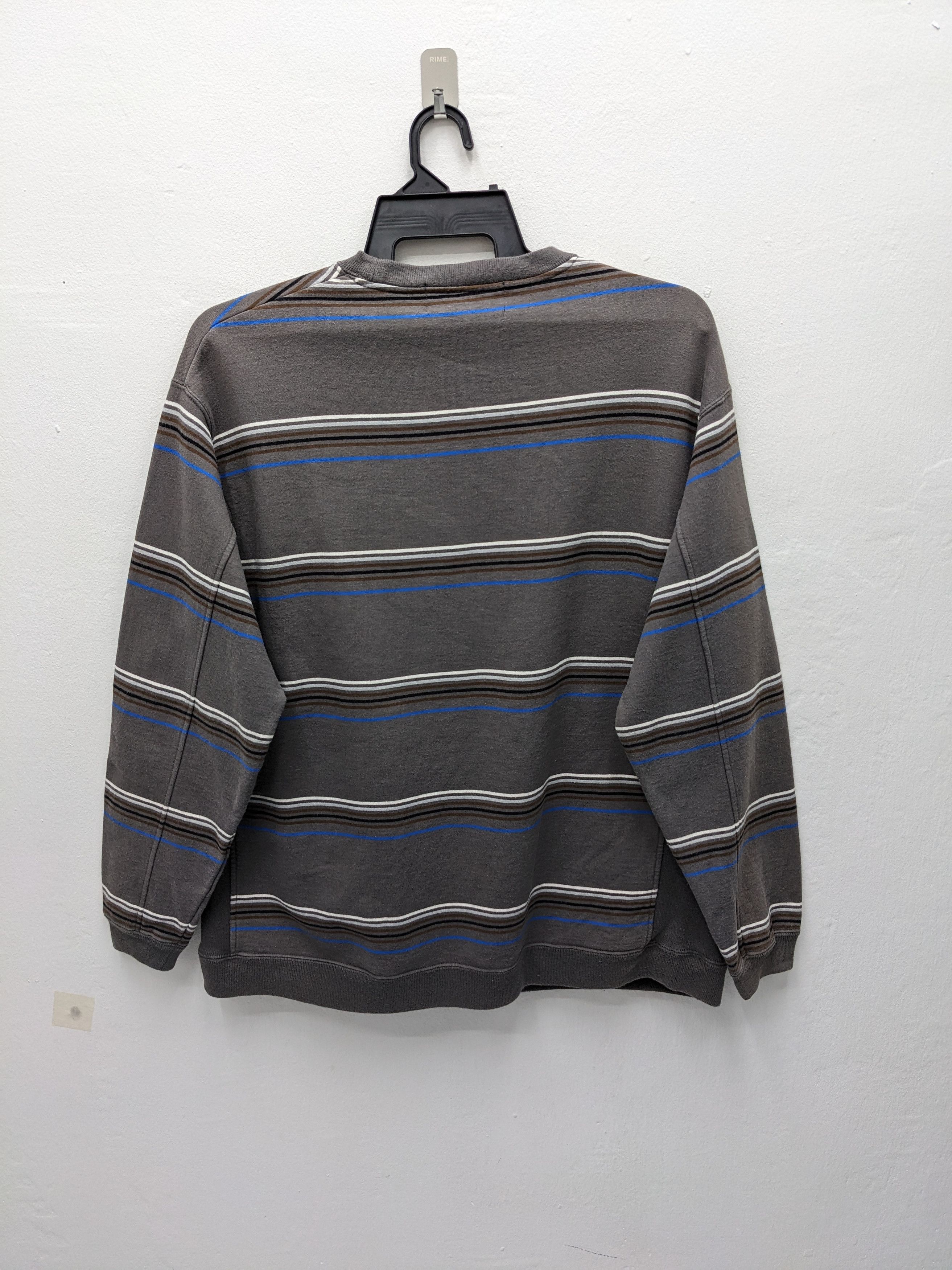 Japanese Brand Vintage NYLAUS JEANS Striped Crewneck Sweatshirt Size US L / EU 52-54 / 3 - 5 Thumbnail