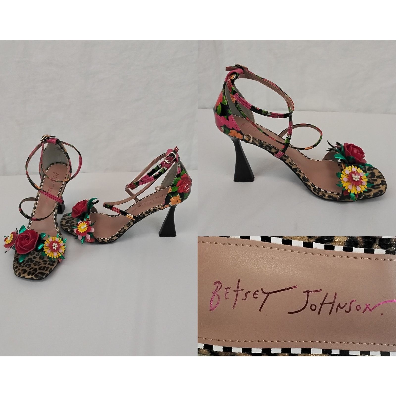 Betsey Johnson Erikk Strappy Heels Women's 8.5 Cheetah Print