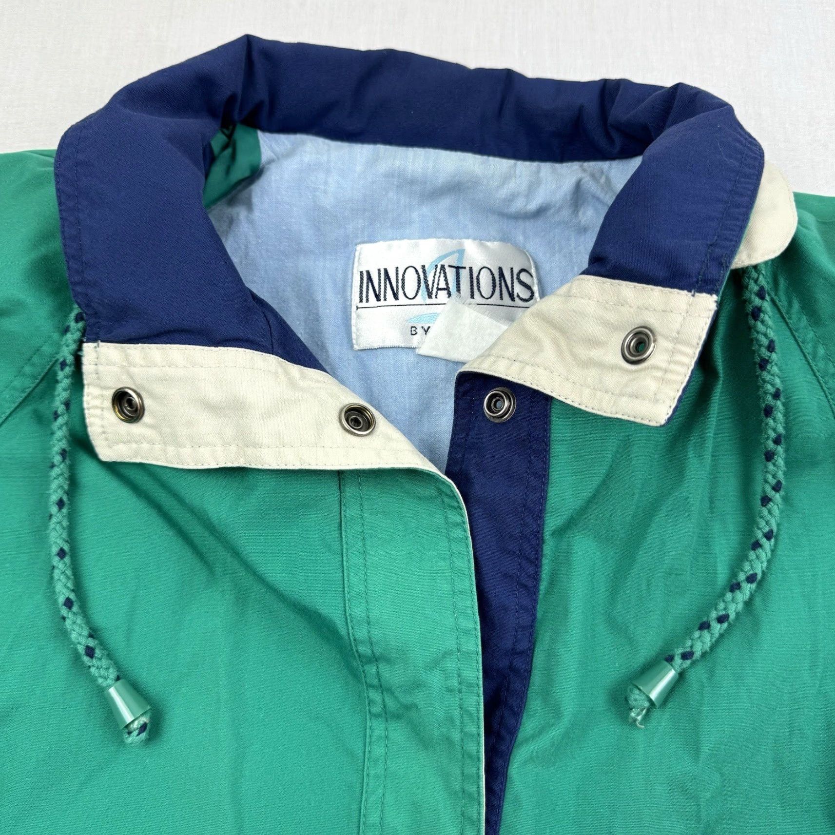 Vintage VINTAGE Innovations Windbreaker Jacket Womens Large Green Snap Up Collar 90s 80s Size L / US 10 / IT 46 - 3 Thumbnail