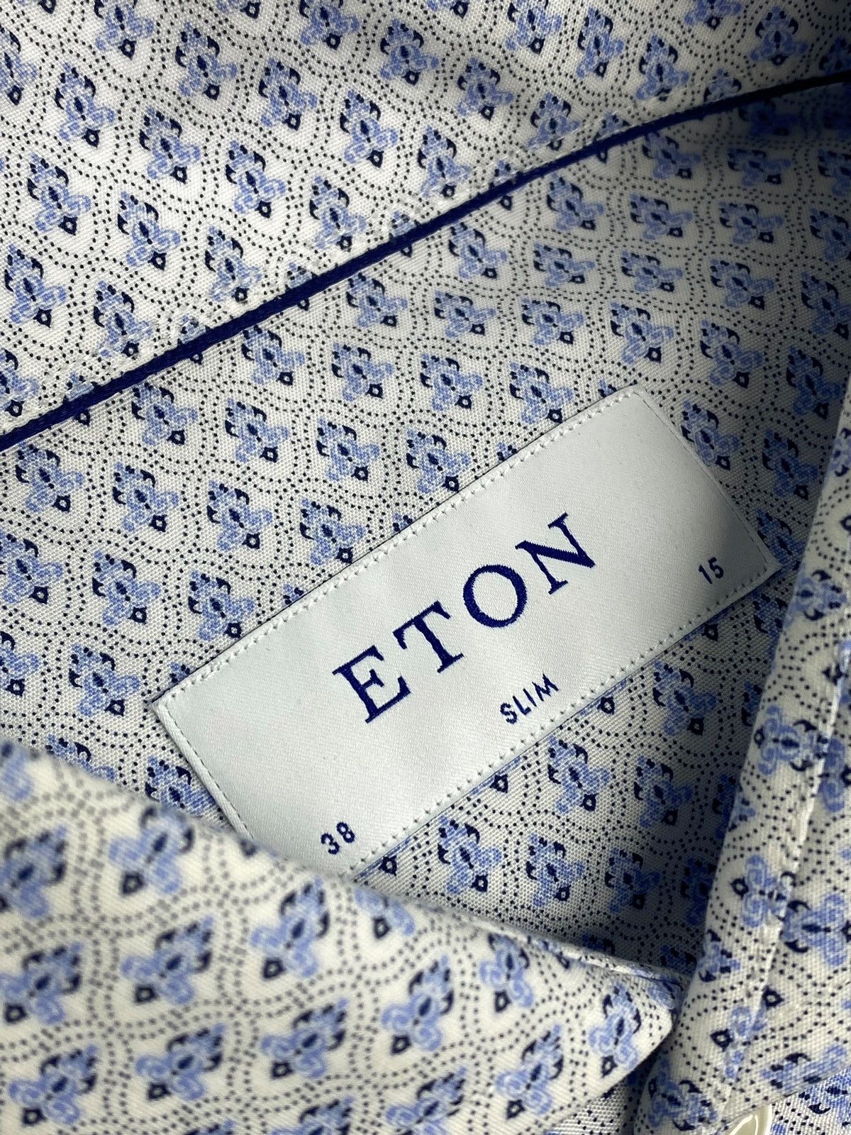 Eton Eton Slim Fit Filigree Pattern Poplin Cotton Shirt Size US M / EU 48-50 / 2 - 13 Thumbnail