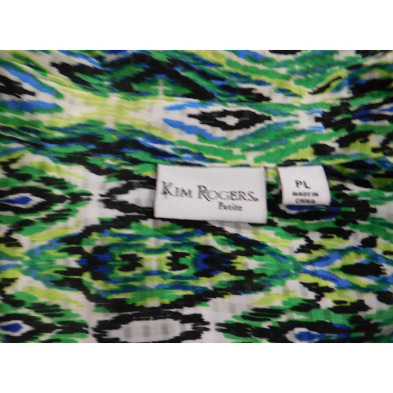 Vintage Kim Rogers Blouse Shirts Womens PL Petites Green Crew Neck Pullover Stretch Button Casual Cotton Rayon Regular Size L / US 10 / IT 46 - 5 Thumbnail
