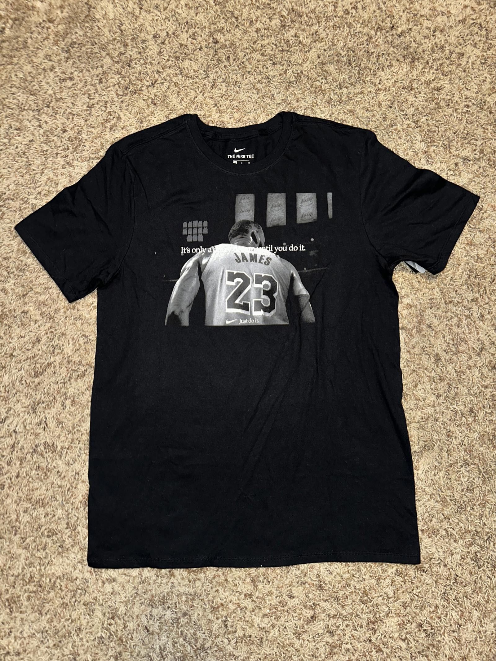 image of Nike Nba L.a. Lakers Lebron James Just Do It T-Shirt Black, Men's (Size Medium)