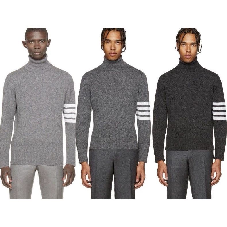 Thom Browne Thom Browne Medium gray four-bar cashmere turtleneck sweate Size US L / EU 52-54 / 3 - 7 Thumbnail
