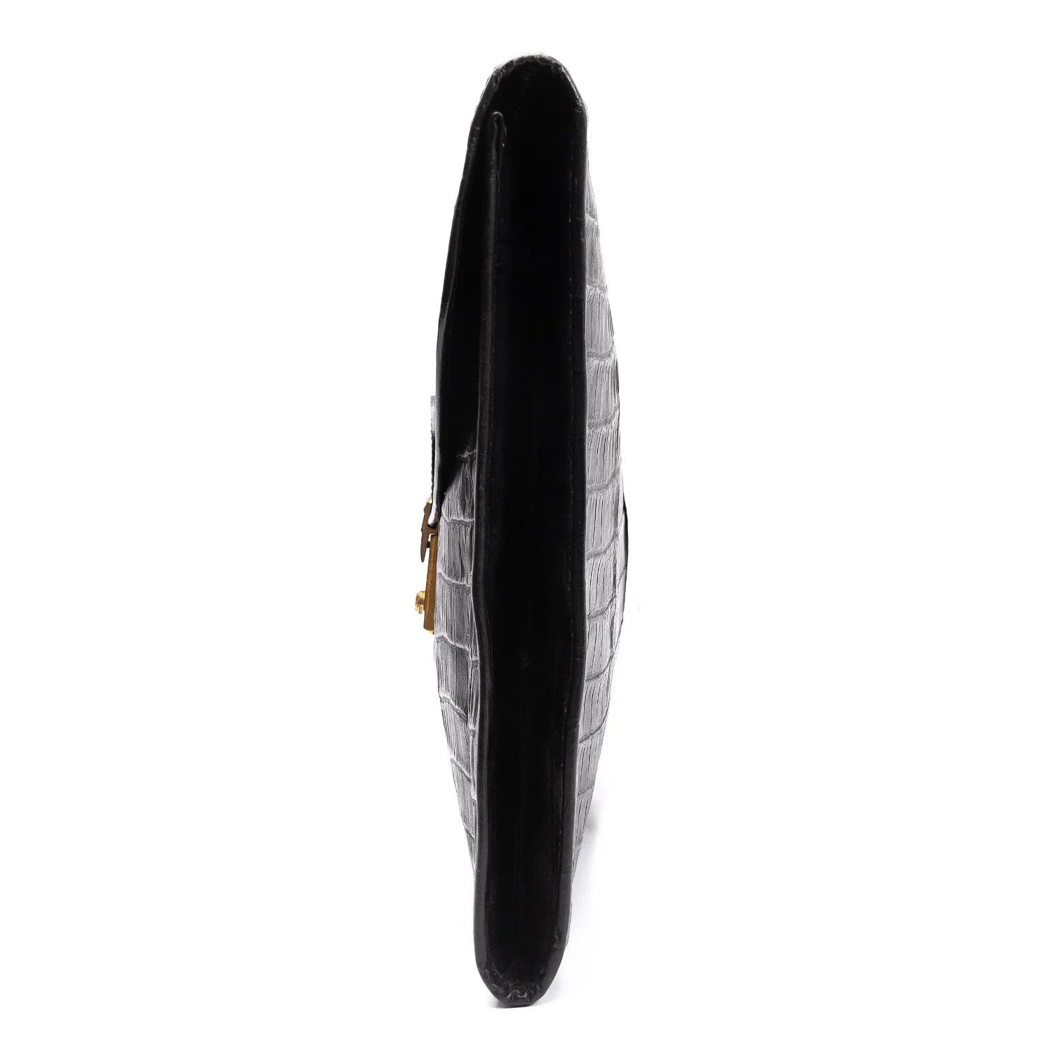 Armani Crocodile Embossed Leather Clutch Bag in Black Size ONE SIZE - 3 Thumbnail