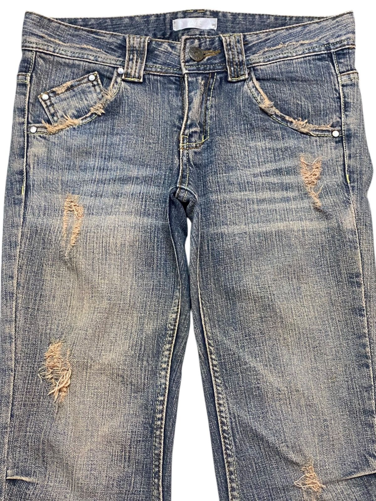 Japanese Brand Vintage Japanese Brand Zazie Mud Wash Distressed Flare Jeans Size 29" - 3 Thumbnail