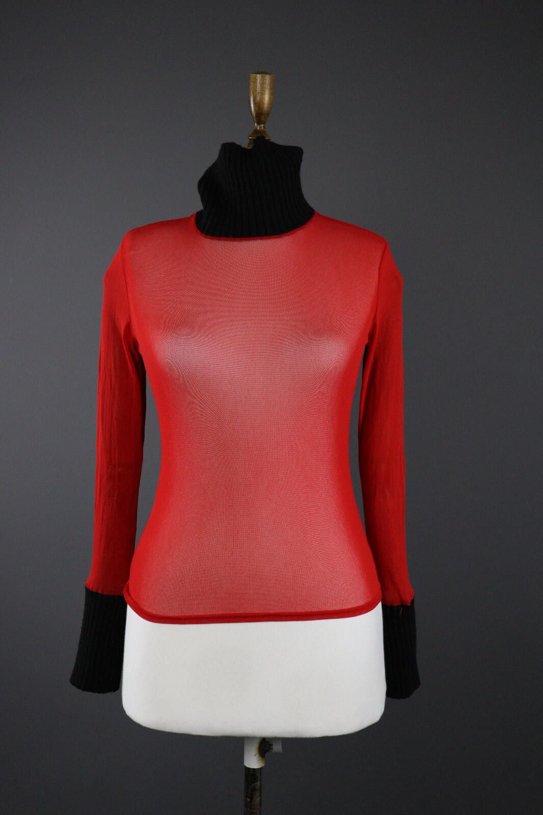 Designer Quinze Heures Trente Illusion Casual High Neck Mesh Sweater Size M / US 6-8 / IT 42-44 - 2 Thumbnail