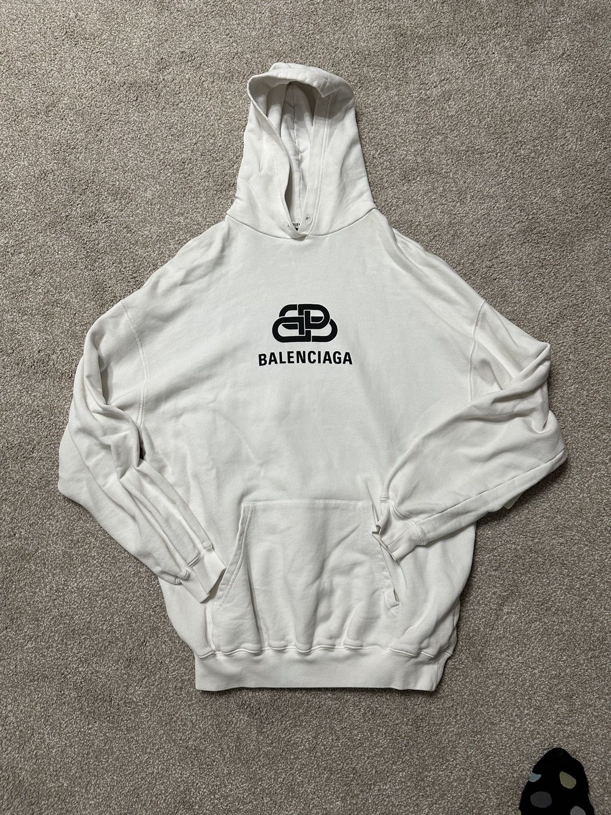 image of Balenciaga White Hoodie Pre Owned Double B Logo, Men's (Size Small)