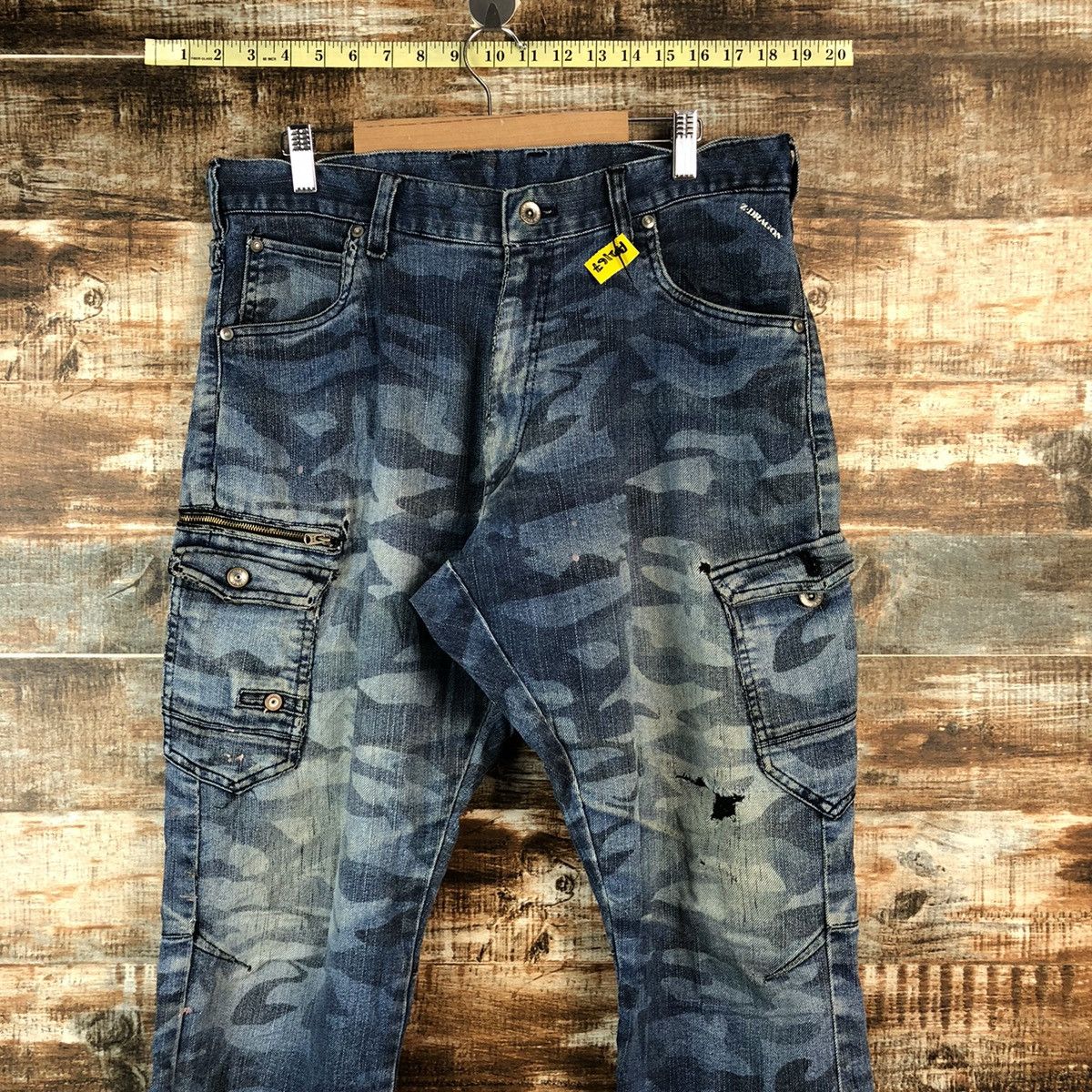Japanese Brand Z Dragon camo Blue Distressed Denim vintage Pants #A2167 Size US 33 - 4 Thumbnail