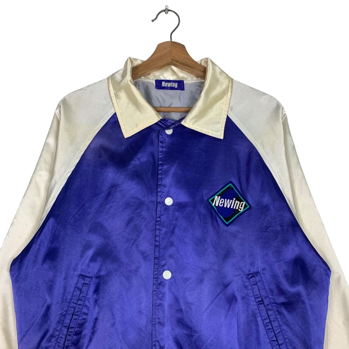 Japanese Brand NEWING Big Logo Colorblock Coach Jacket #0386-C18 Size US L / EU 52-54 / 3 - 4 Thumbnail