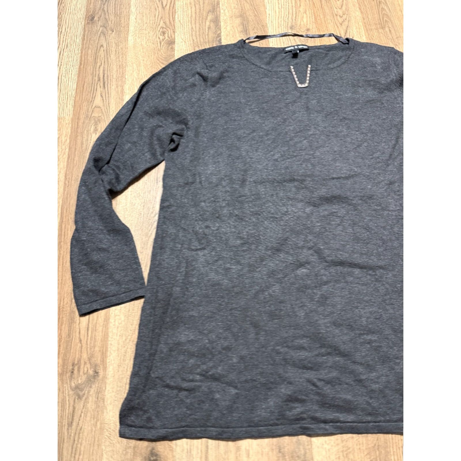 Vintage Cable & Gauge Shirt Women XL Gray Gold Long Sleeve V-neck Womens Size XL / US 12-14 / IT 48-50 - 3 Thumbnail