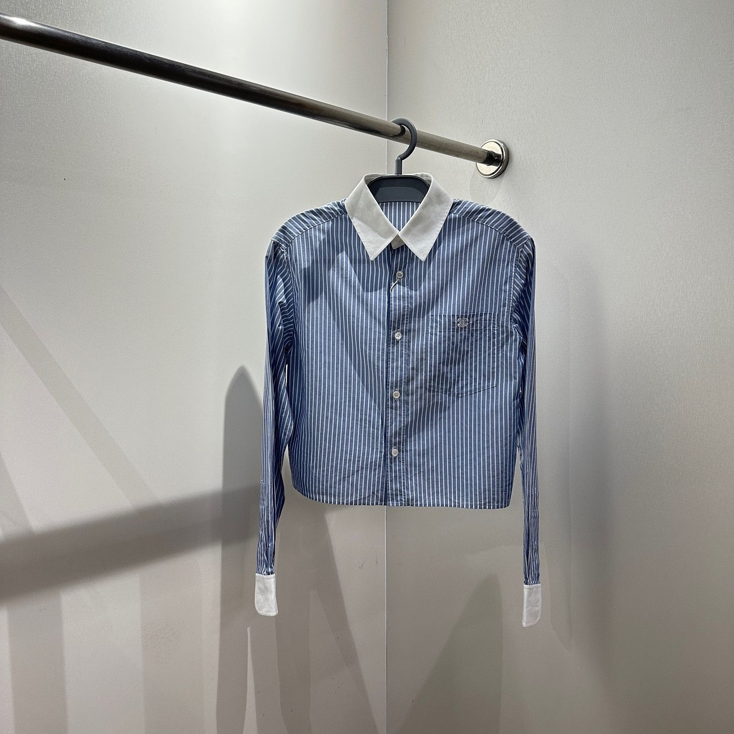 Celine CELINE Striped Embroidered Logo Button Up Shirt Size 34 Size XS / US 0-2 / IT 36-38 - 1 Thumbnail
