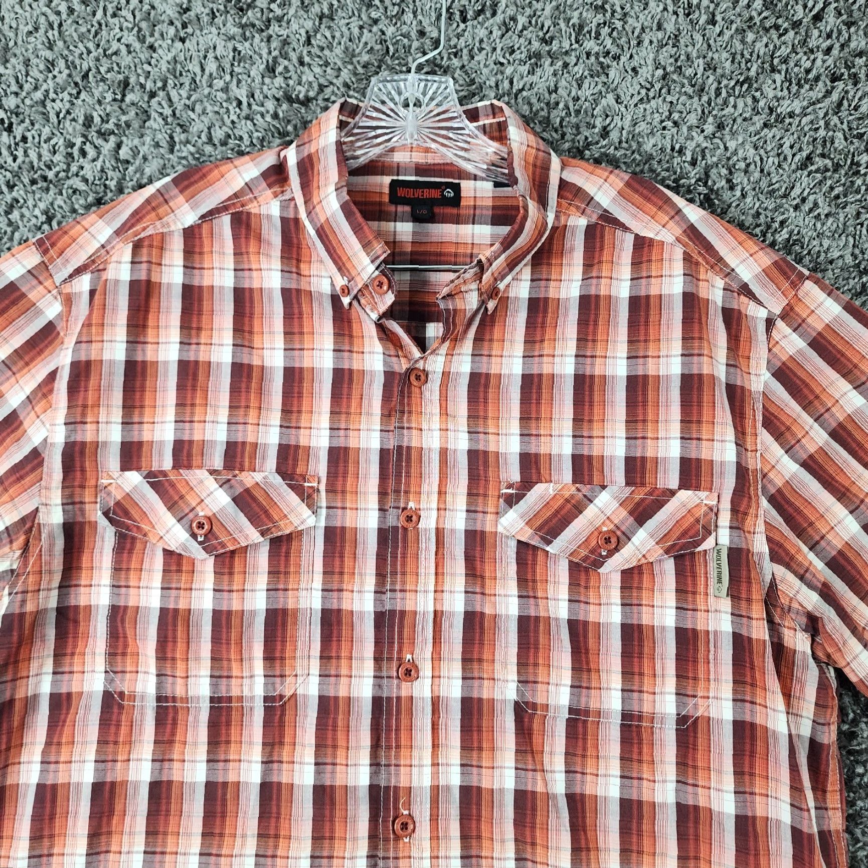 Vintage VINTAGE Wolverine Shirt Plaid Short Sleeve Button-Up - Mens L Red Orange, Wolverine Character Size US 33 - 4 Thumbnail
