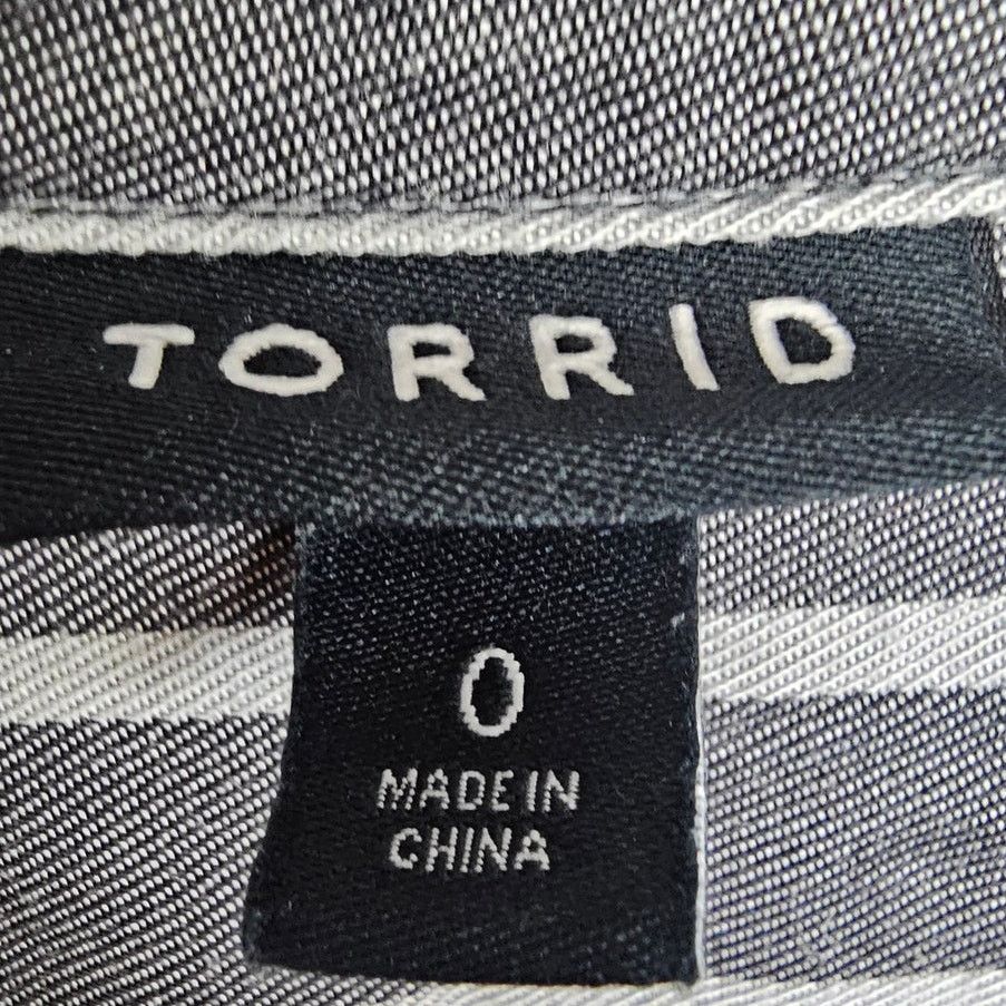 Torrid Torrid Blouse Women 0X Gray White Striped LS Button Casual Size XL / US 12-14 / IT 48-50 - 6 Thumbnail