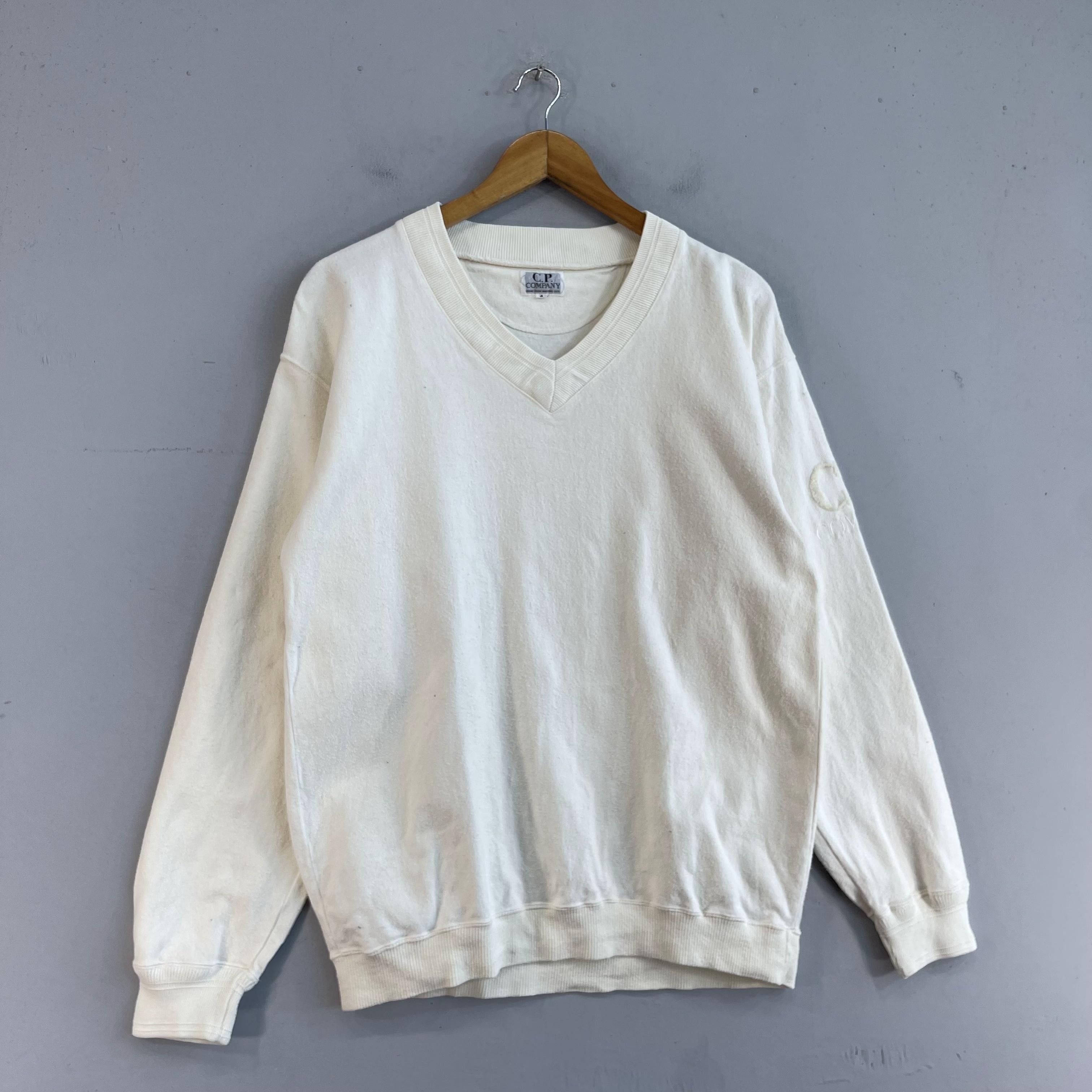 C.P. Company × Massimo Osti × Vintage Vintage 90s CP COMPANY Big Logo Vneck Sweater Size US M / EU 48-50 / 2 - 3 Thumbnail