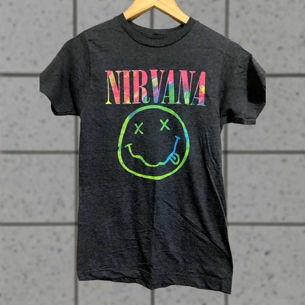 Logo 7 Nirvana Smiley Face T-Shirt Gray Tie-Dye Rock Band Logo Size S Mens Crew Neck Short Sleeve Official Size US S / EU 44-46 / 1 - 1 Thumbnail