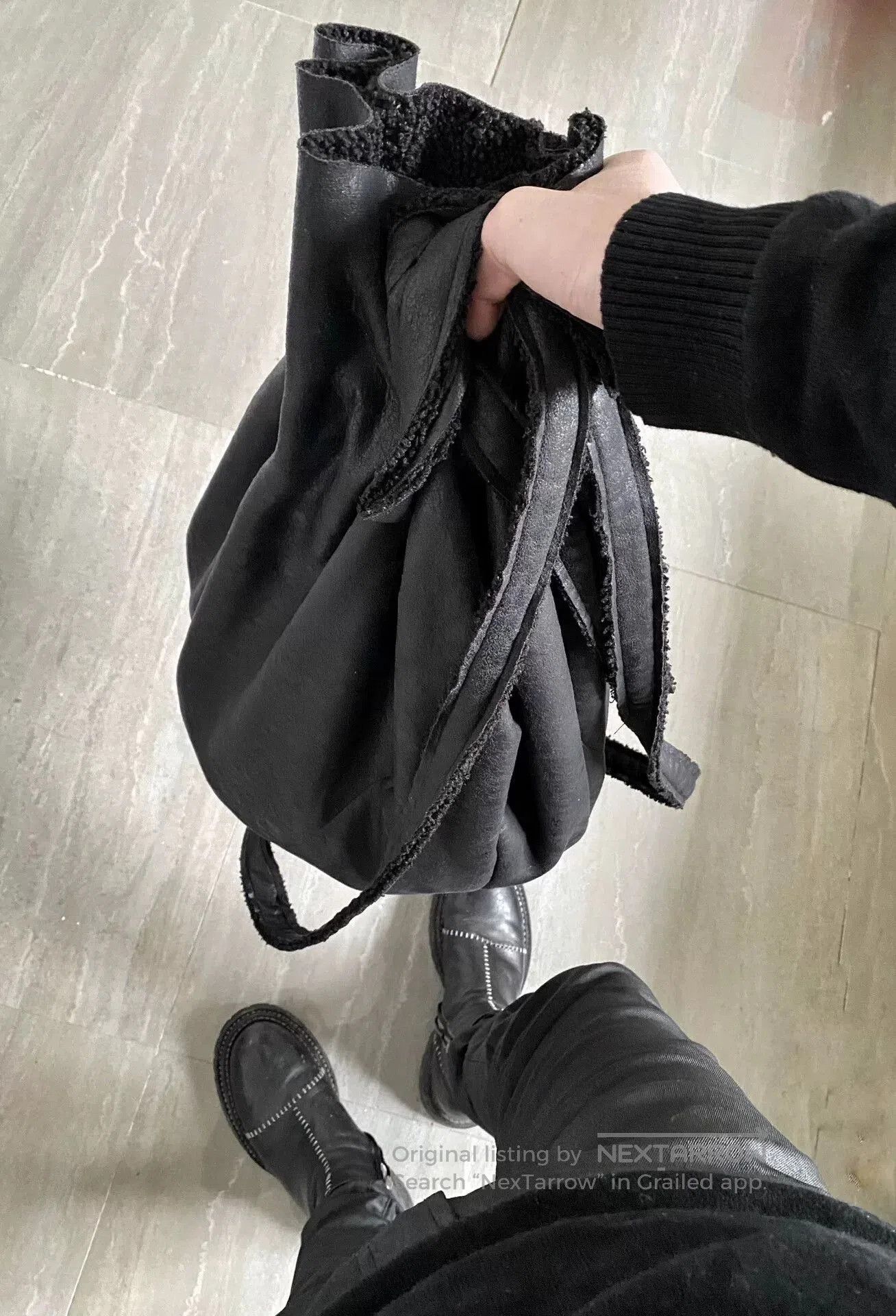 Other Dark Monk Distressed Sheepskin Sack Bag. Size ONE SIZE - 9 Thumbnail