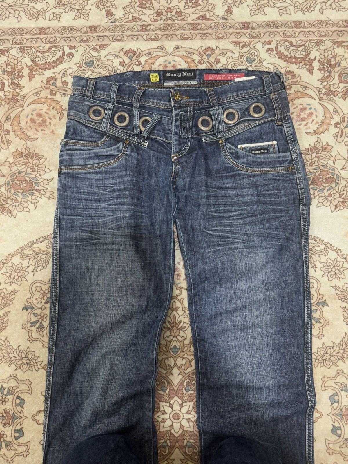 If Six Was Nine × Rusty × Vintage Vintage Rusty Neal Double Waist Low Rise Jeans Size US 34 / EU 50 - 1 Thumbnail