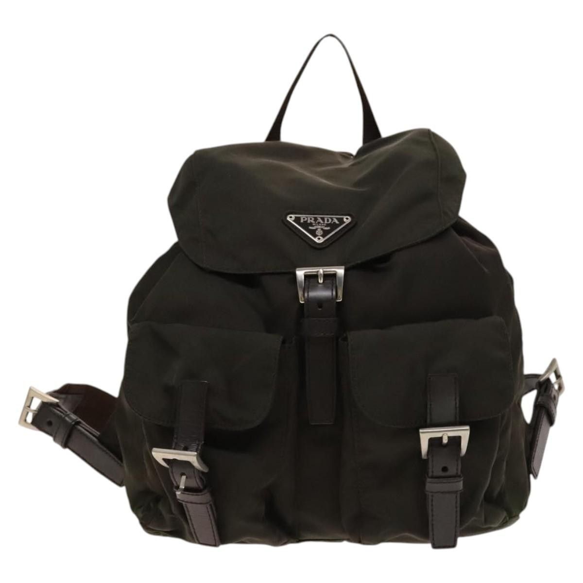 Prada Prada Vela Double Front Pocket Backpack Tessuto with Saffiano Leather Size ONE SIZE - 1 Thumbnail