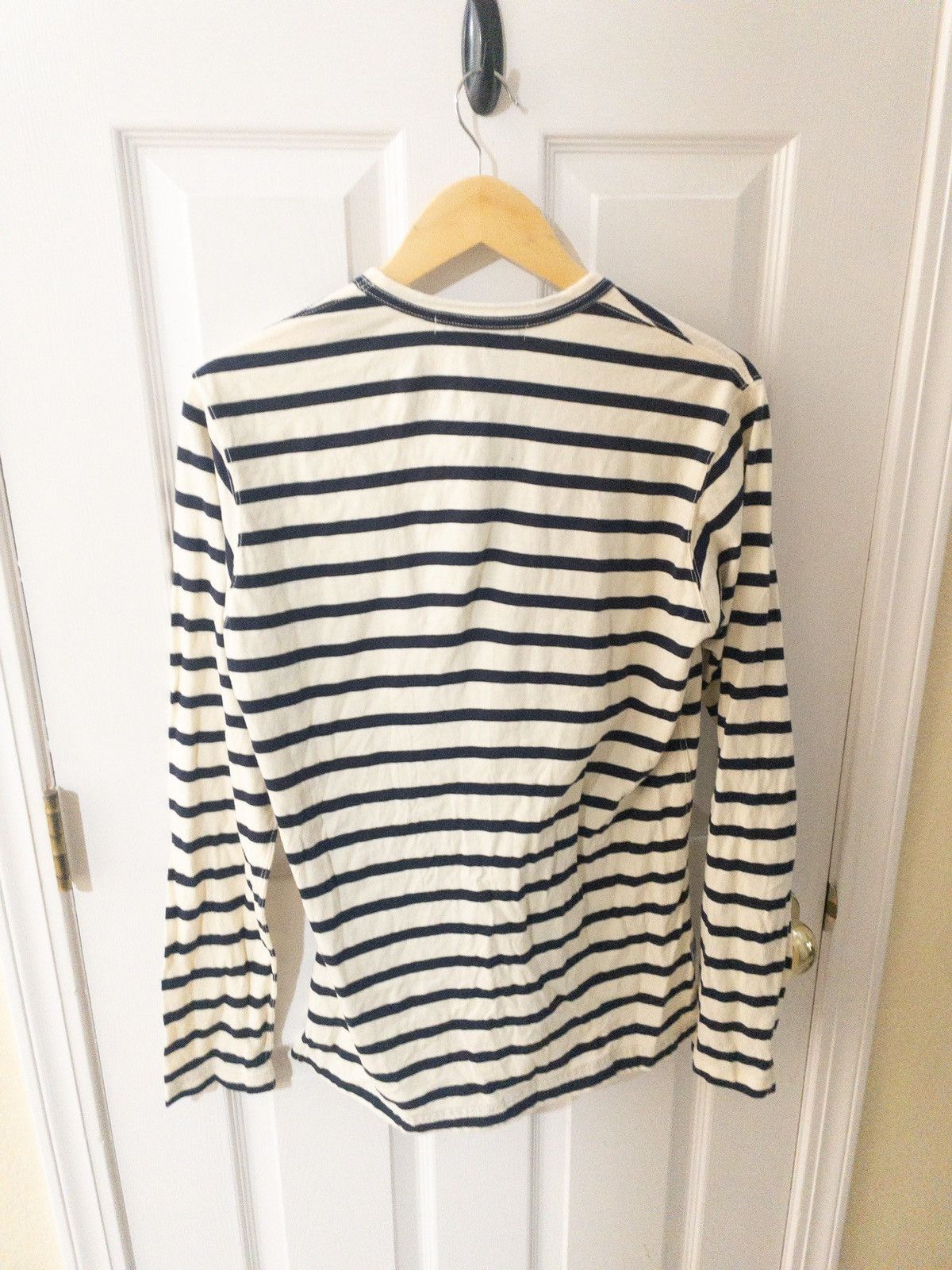 Junya Watanabe Striped White/Navy Long Sleeve T-Shirt Size US M / EU 48-50 / 2 - 2 Thumbnail