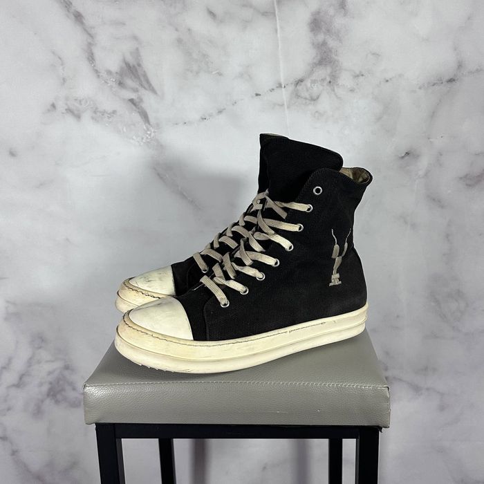 Rick Owens Ramone High Canvas Black/Milk | Grailed