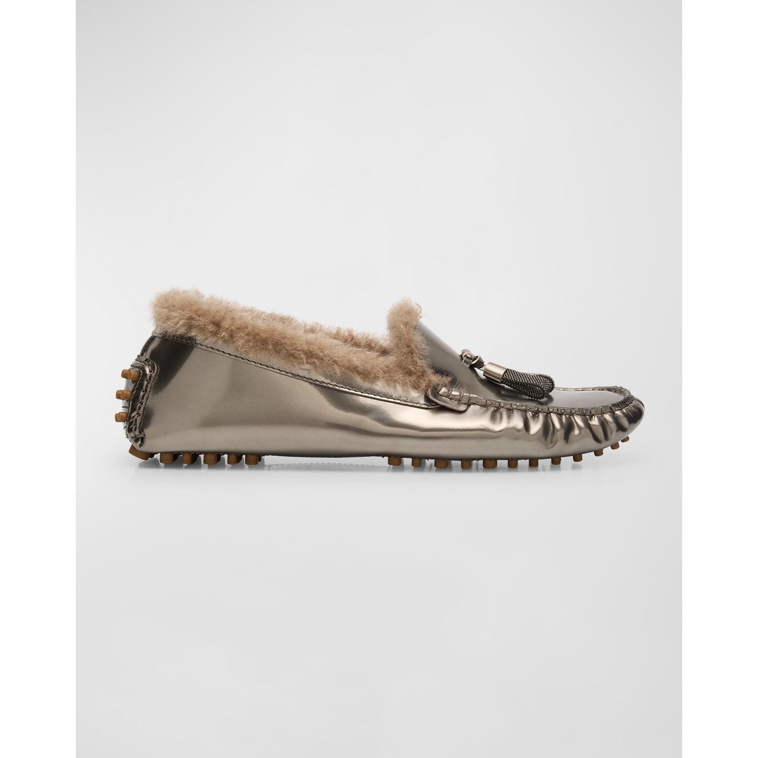 Brunello Cucinelli Brunello Cucinelli Monili Metallic Shearling Fur Loafers Size US 8 / IT 38 - 2 Thumbnail
